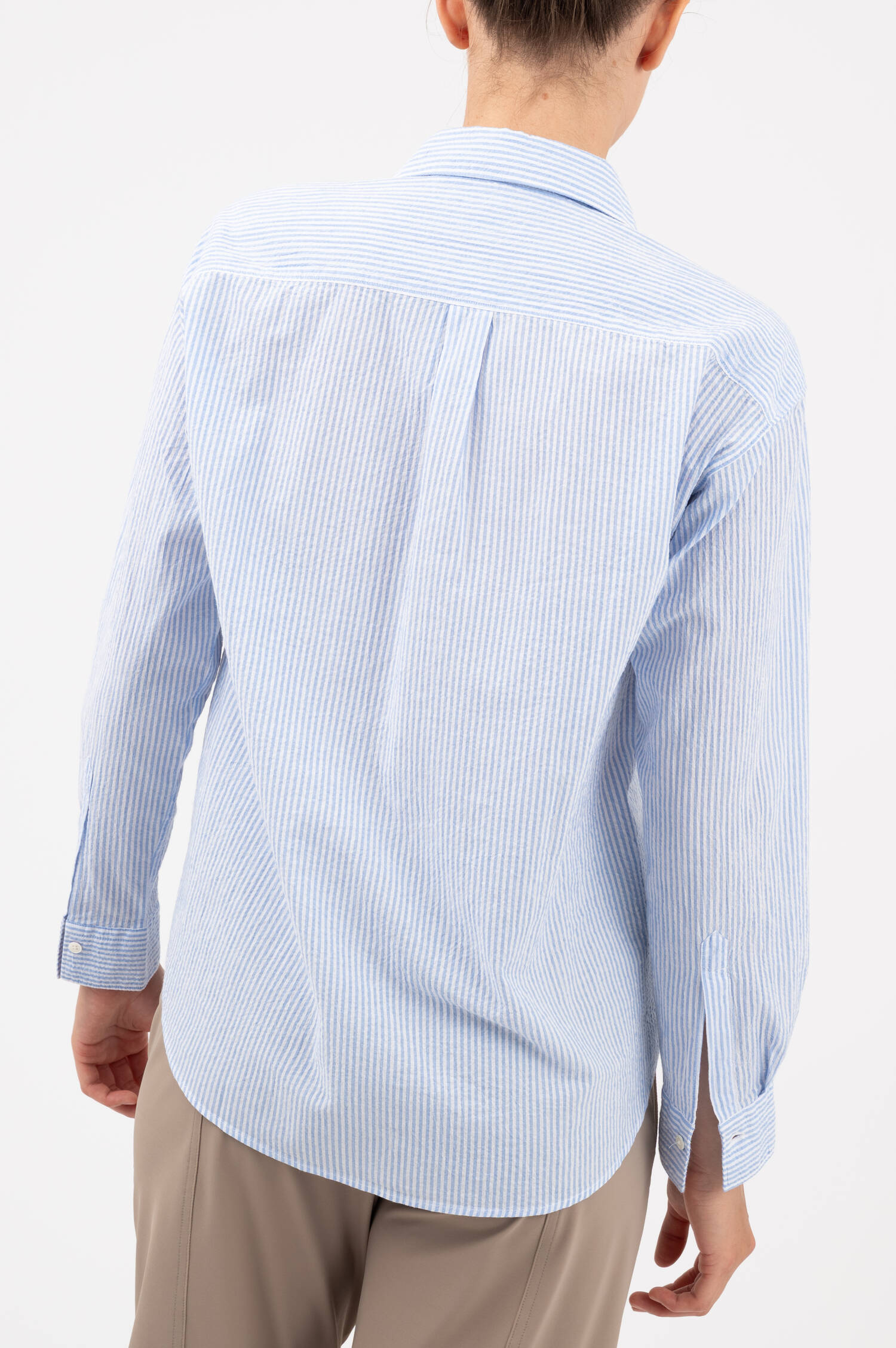 Bluse in Hellblau/Weiß gestreift