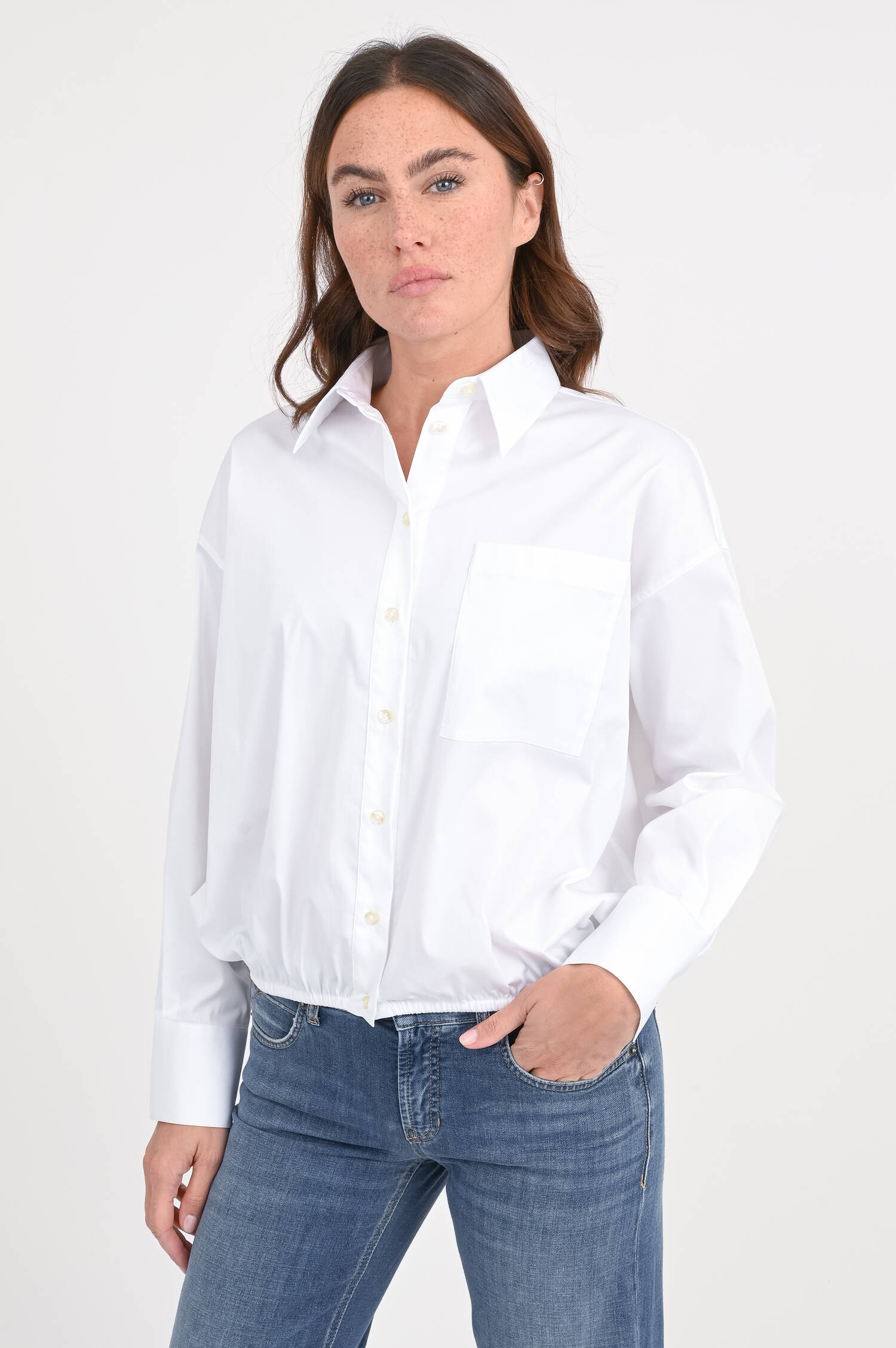 Bluse mit Gummibund in Weiß Bluse mit Gummibund in Weiß