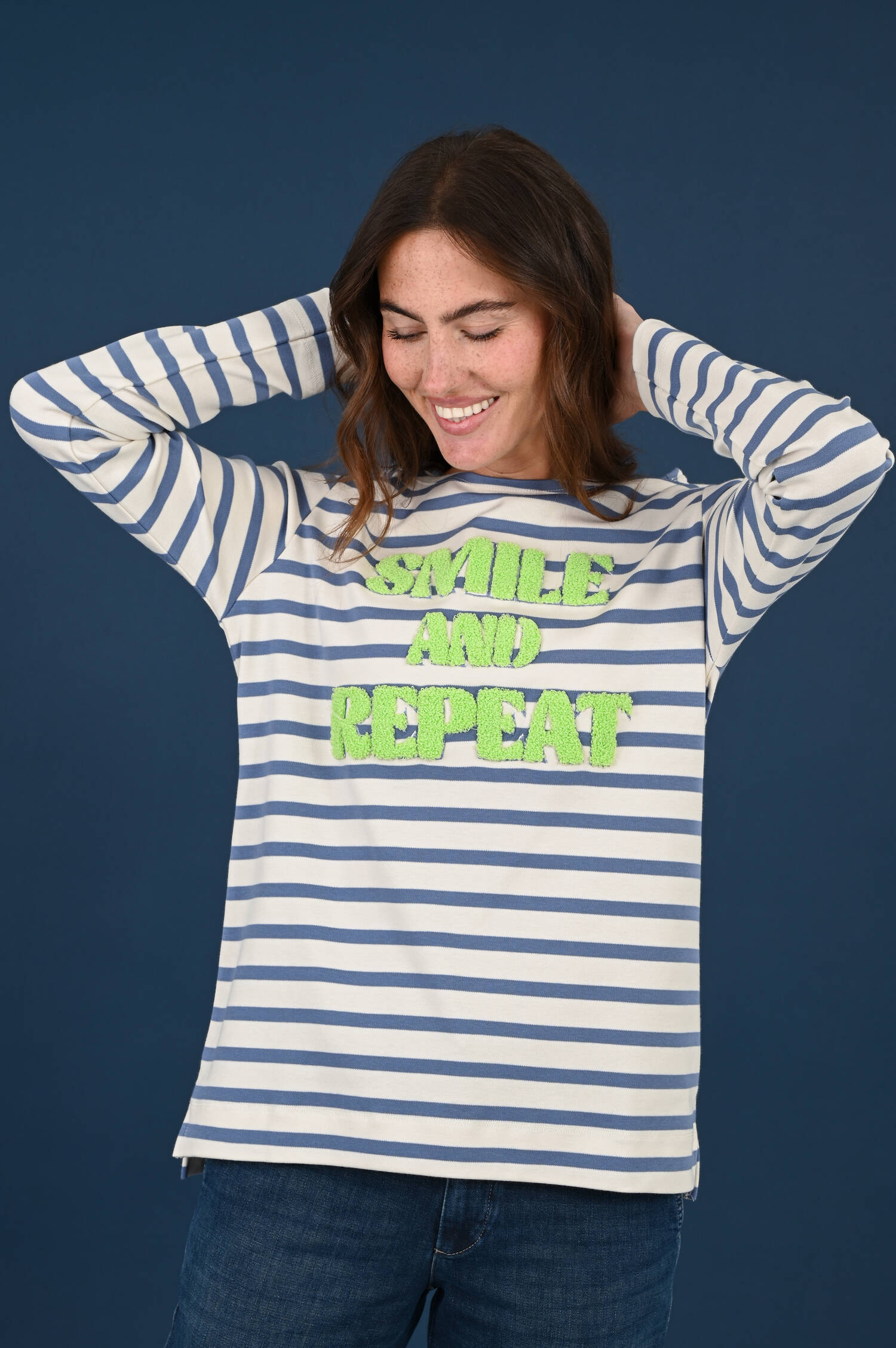 Langarm Ringel T-Shirt in Blau/Weiß Langarm Ringel T-Shirt in Blau/Weiß