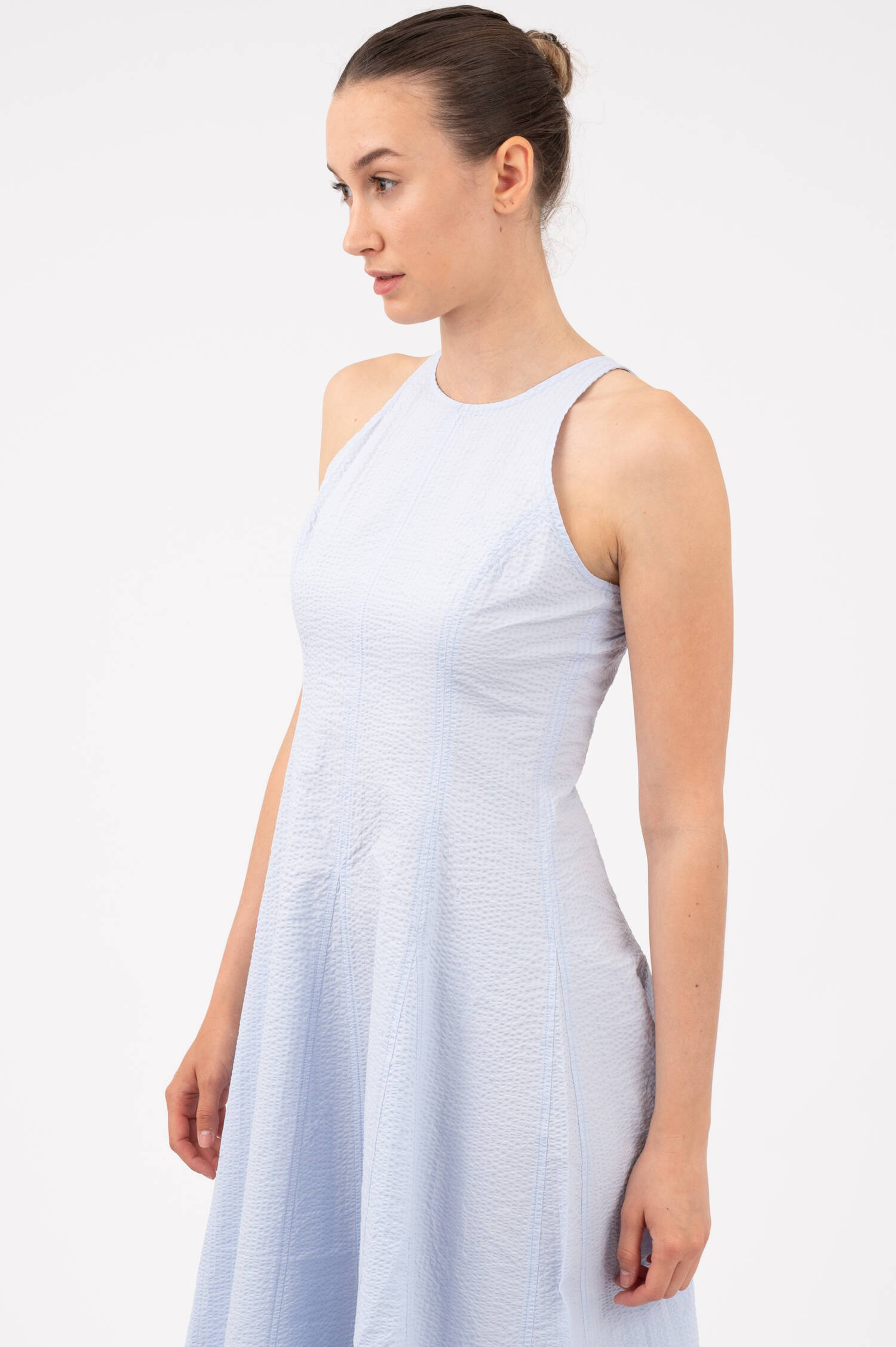 Seersucker Kleid in Hellblau