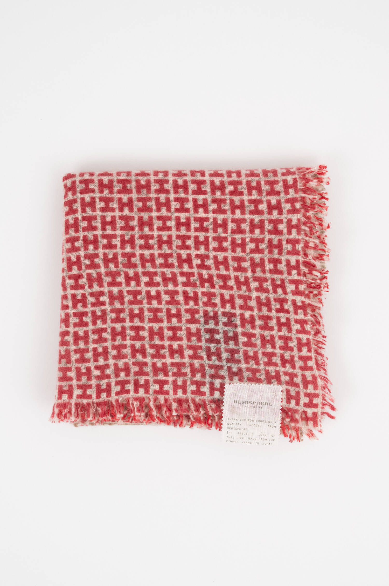 Cashmere-Schal mit H in Rot/Beige Cashmere-Schal mit H in Rot/Beige