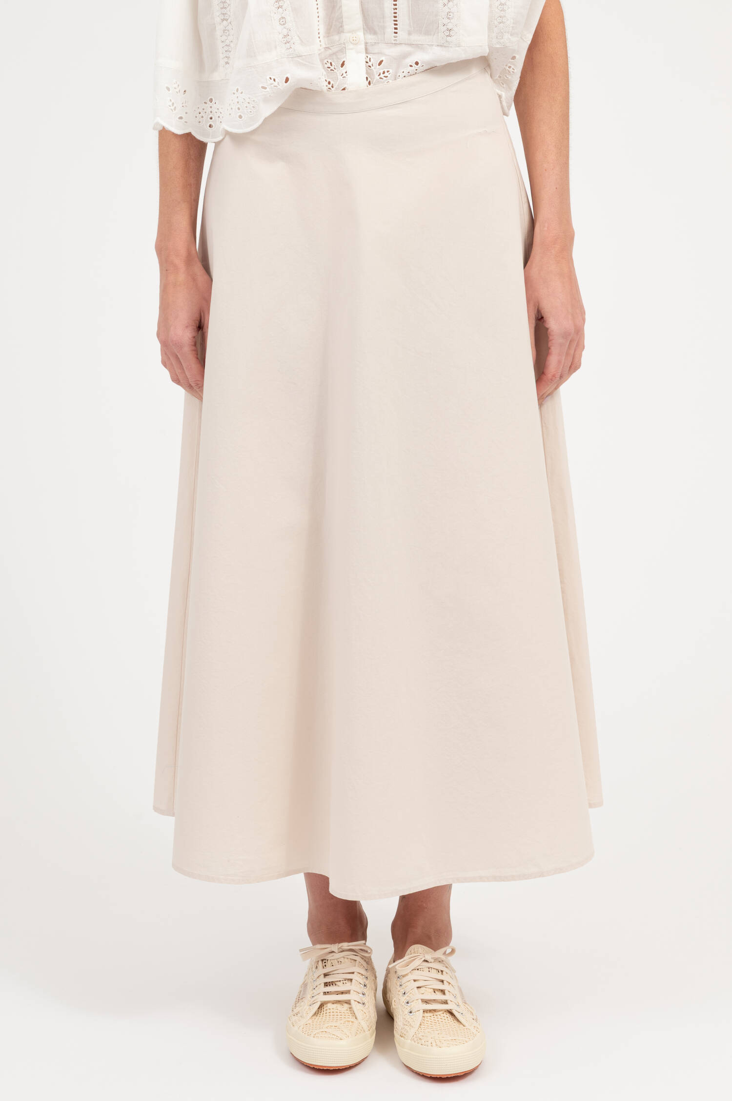 Rock aus Baumwoll-Popeline in Natur