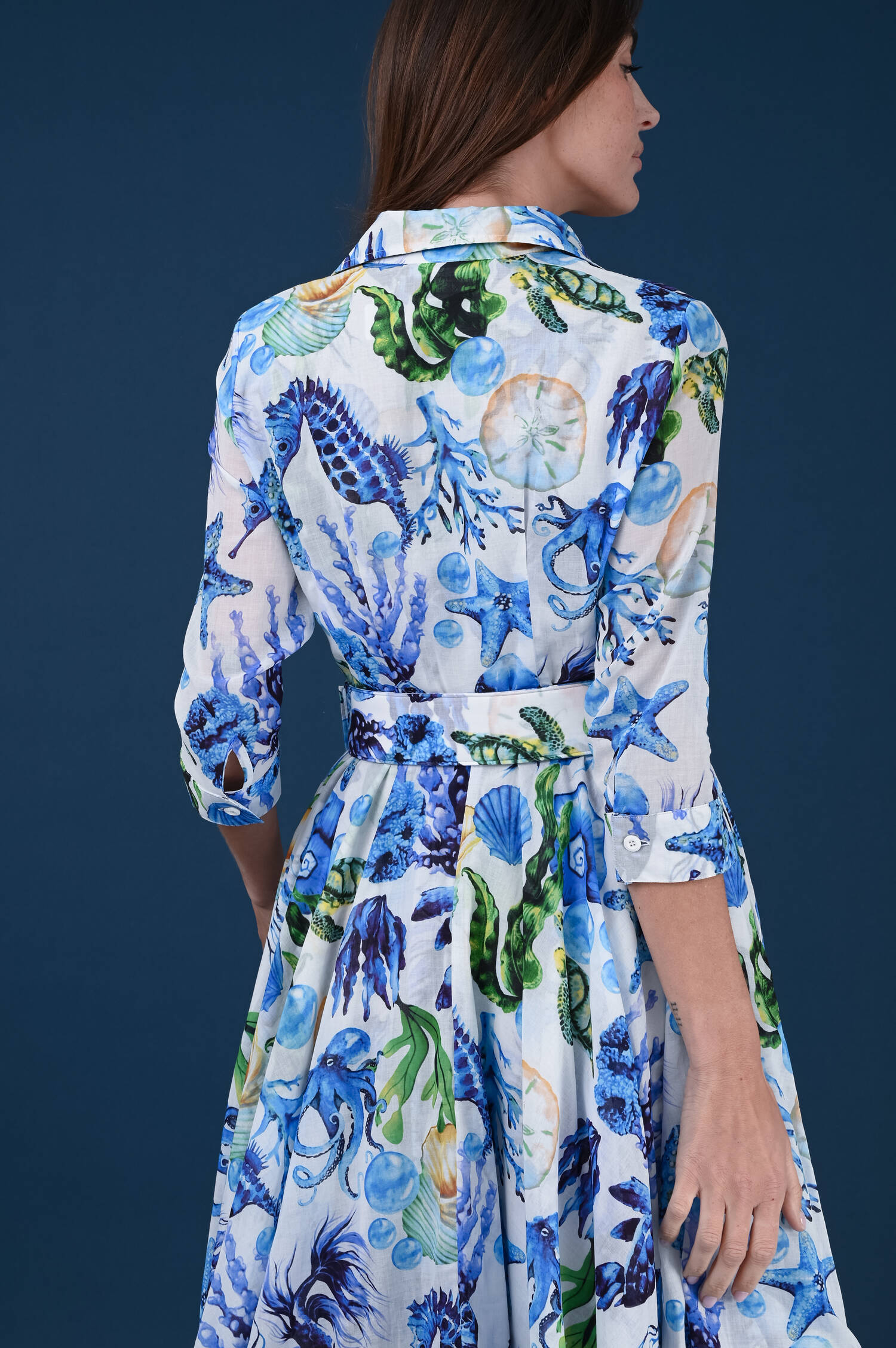 Kleid ASTER in Blau/Weiß gemuster