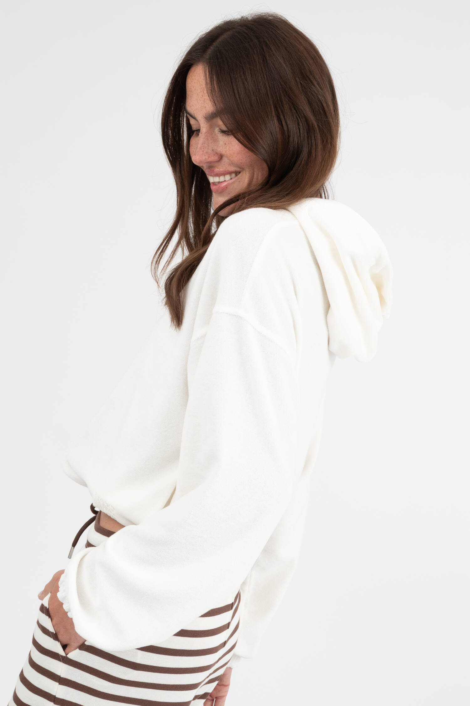 Frottee Sweatjacke in Ecru Frottee Sweatjacke in Ecru