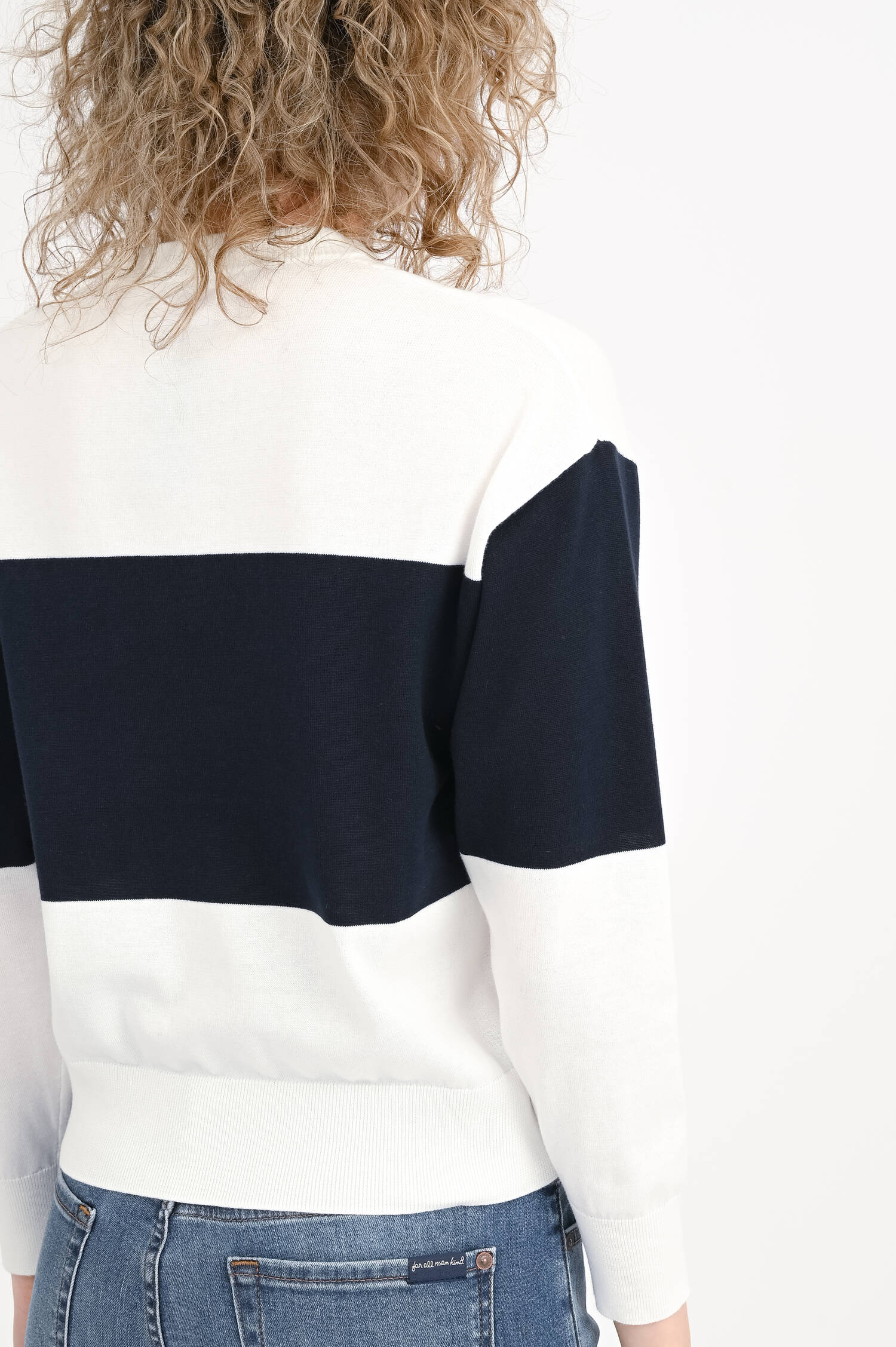 Pullover mit Block-Streifen in Navy/Bianco