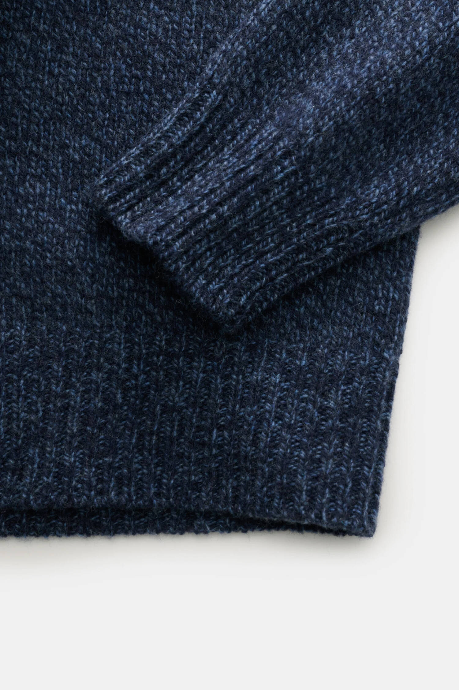 Mouliné Woll-Pullover in Navy meliert Mouliné Woll-Pullover in Navy meliert