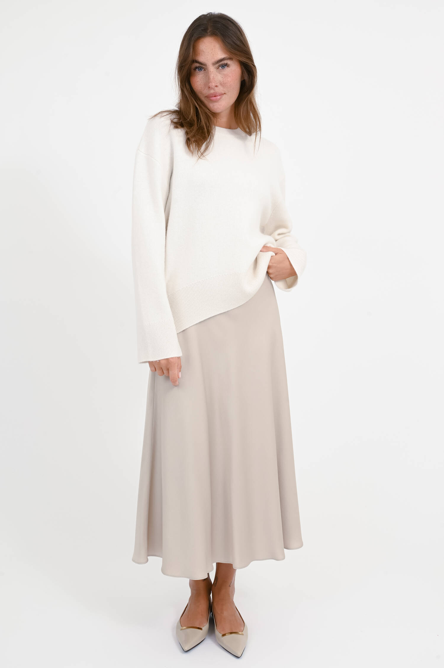 Pullover aus Woll-Cashmere-Mix in Natur