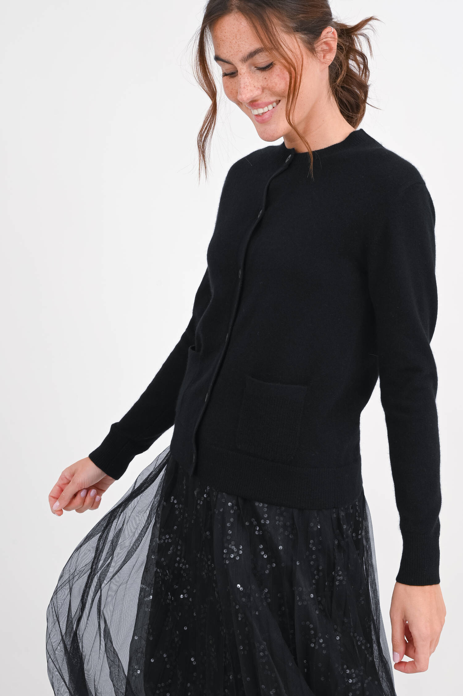 Strickjacke aus Cashmere in Schwarz