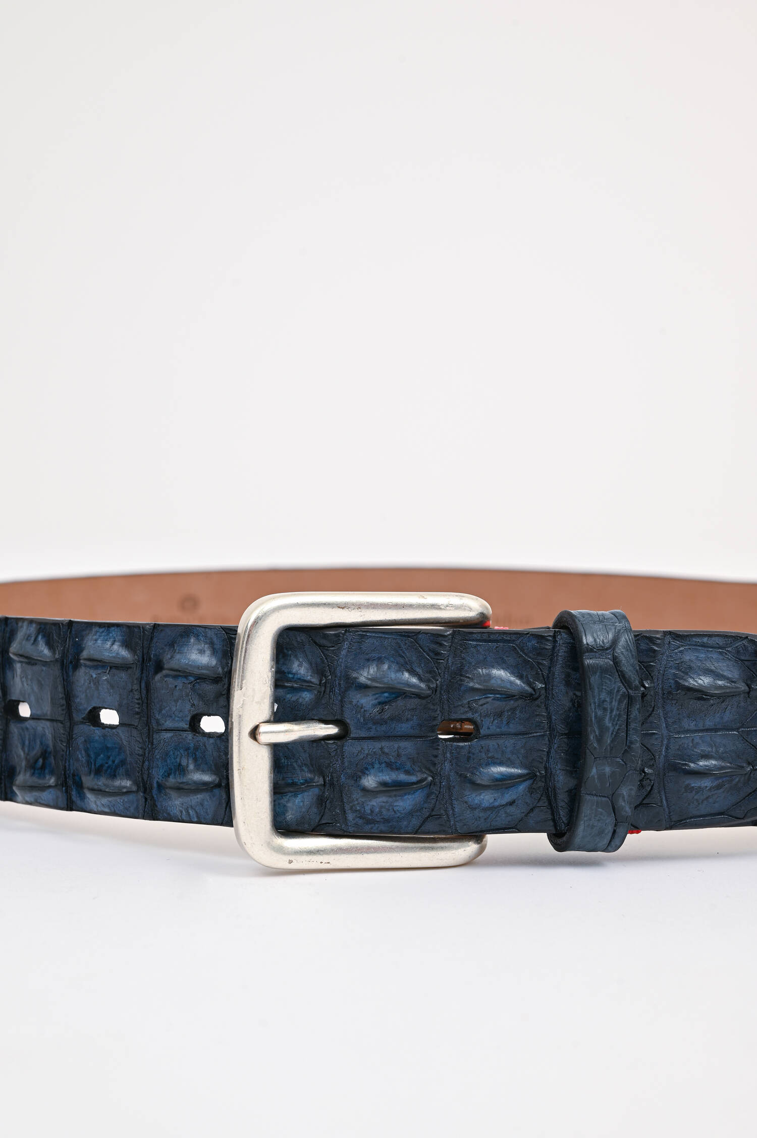 Gürtel aus Krokoleder in Navy