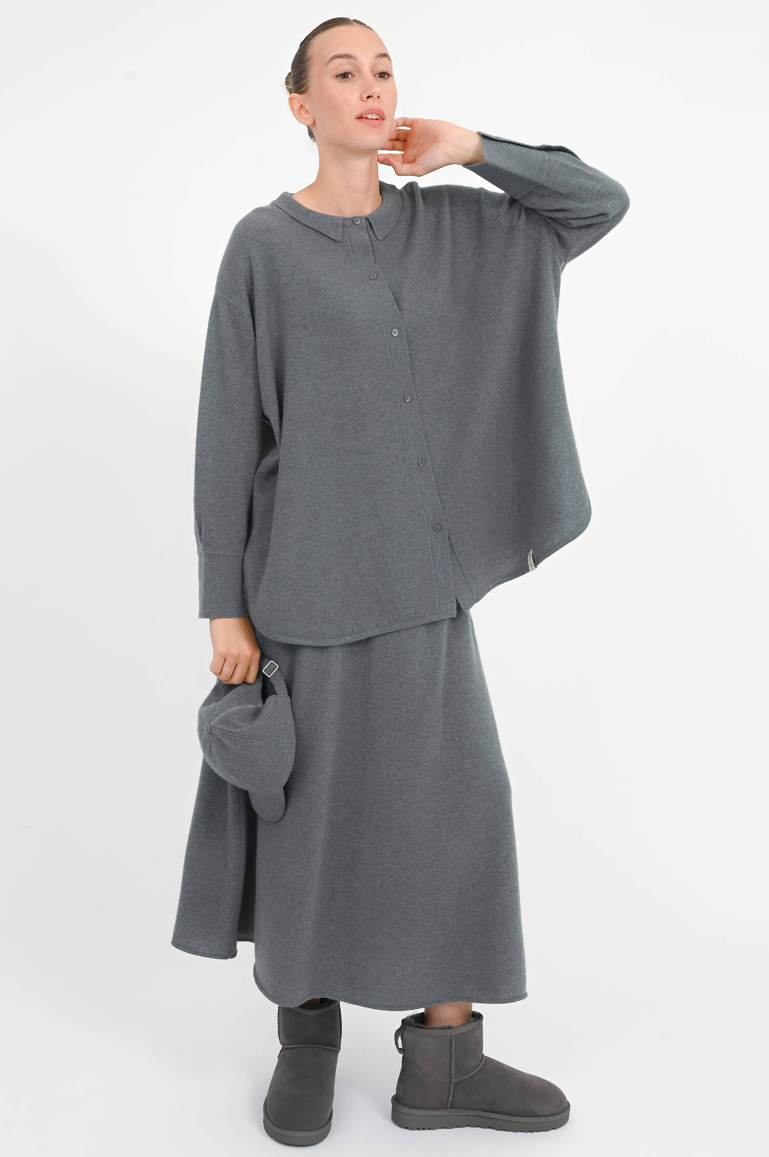 Hemd aus Cashmere in Boston Grey