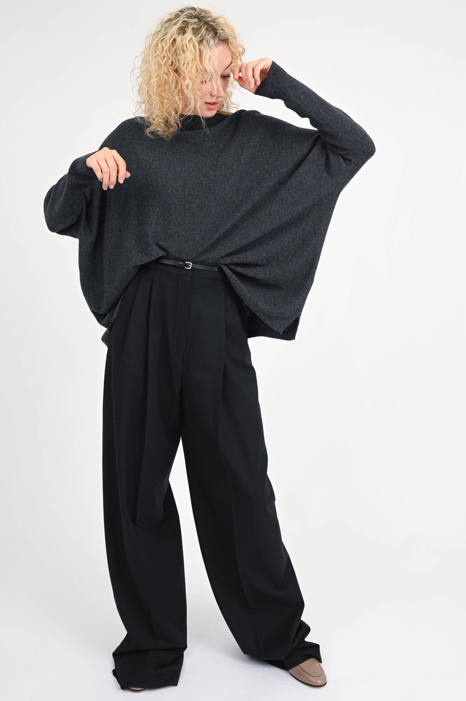 Cashmere-Pullover in Anthrazit