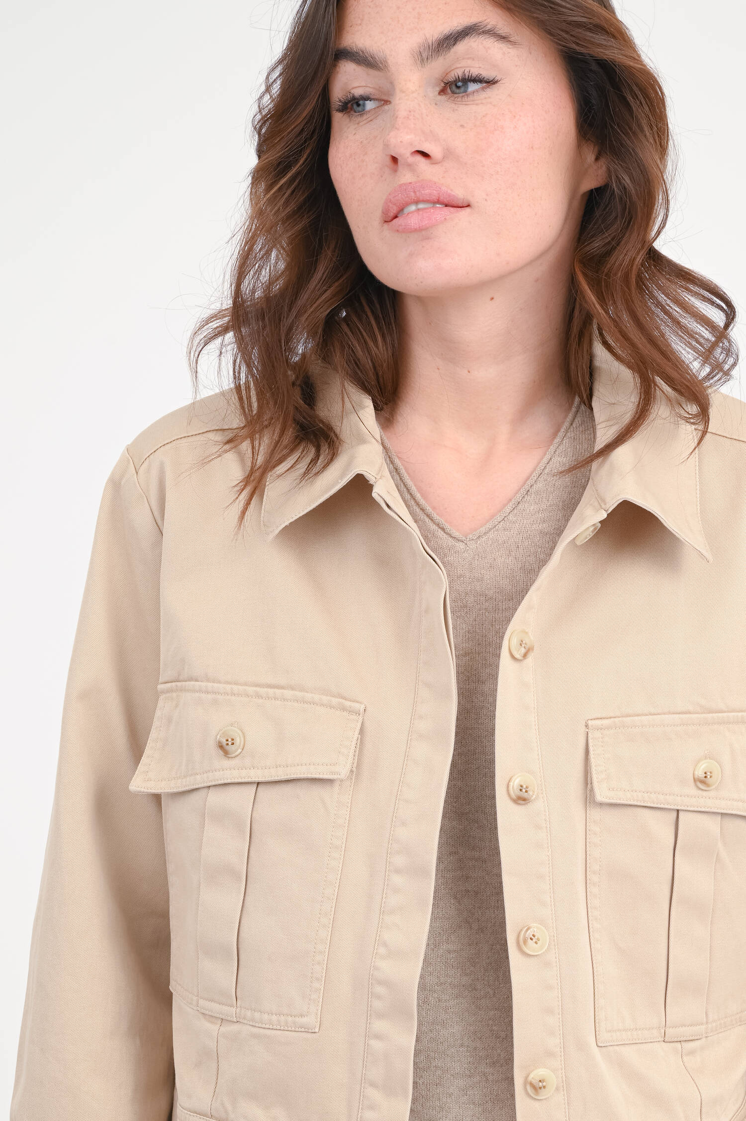 Boxy Baumwoll-Jacke in Beige