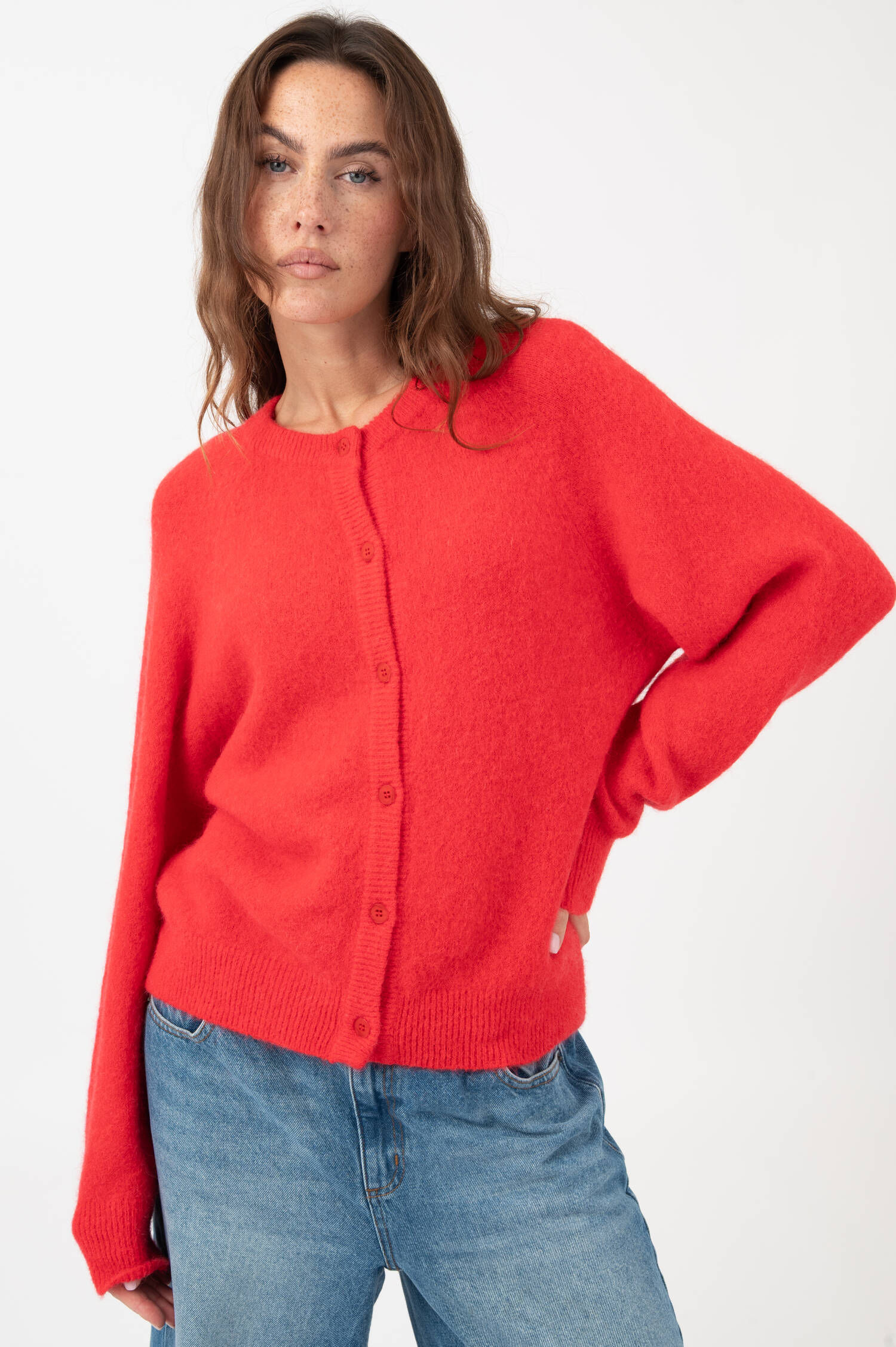 Alapaka-Mix Cardigan in Rot