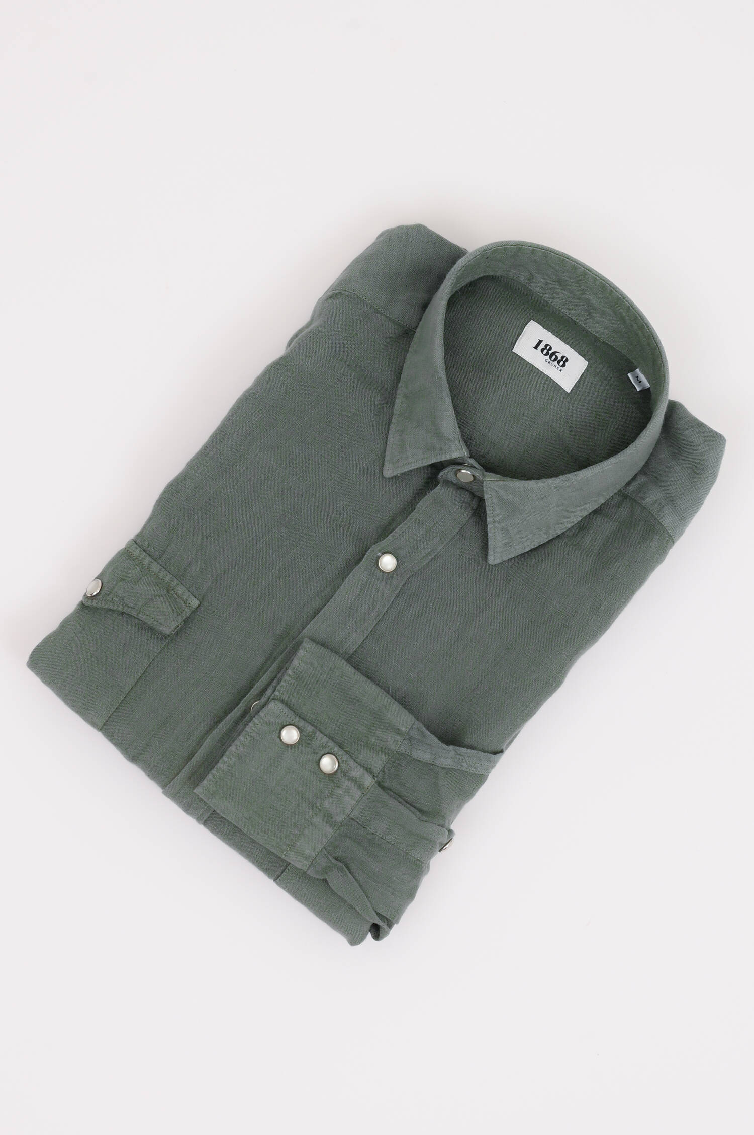 Leinenhemd mit Pattentaschen in Khaki