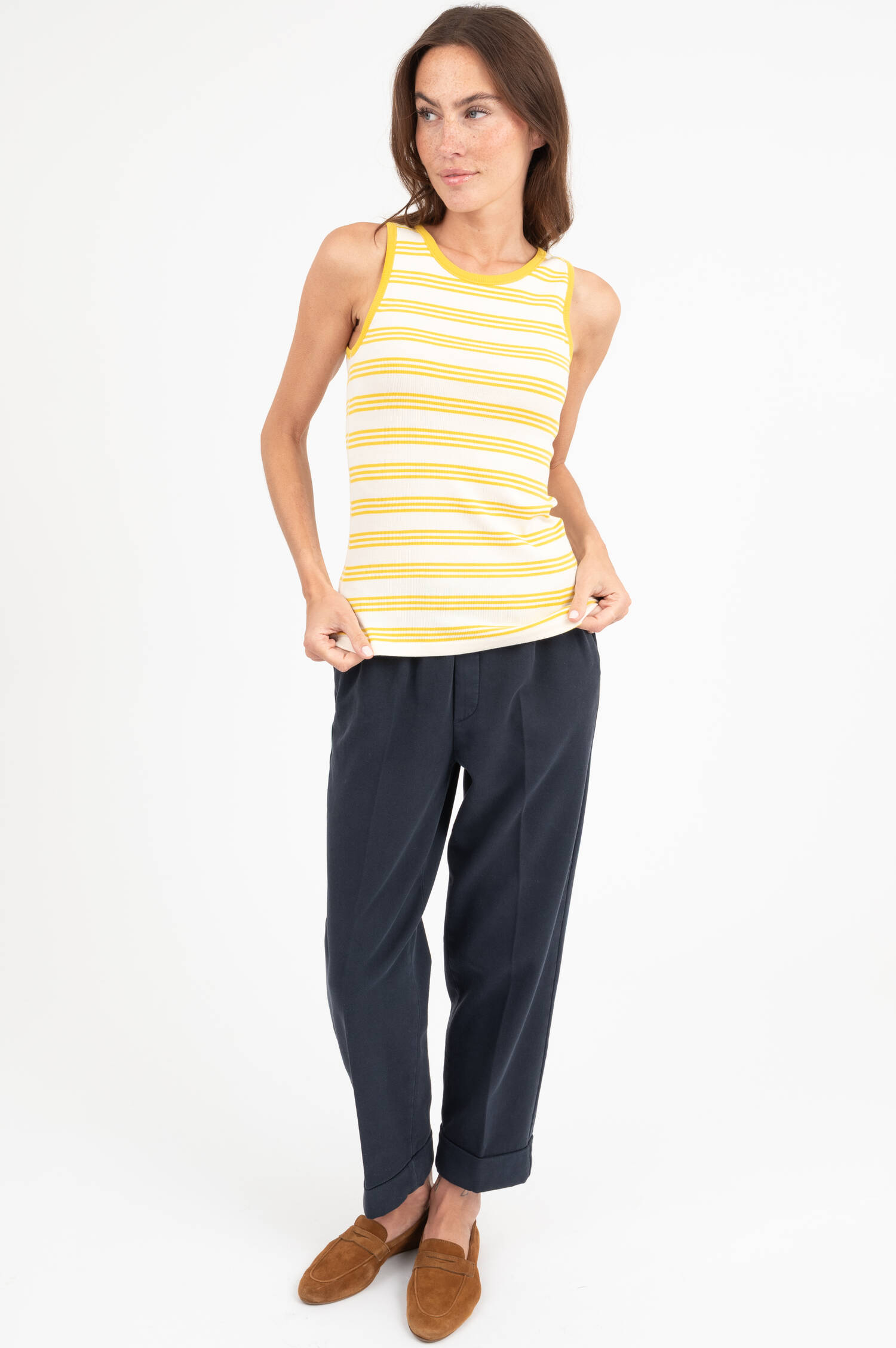 Ringeltanktop in Ecru/Gelb Ringeltanktop in Ecru/Gelb