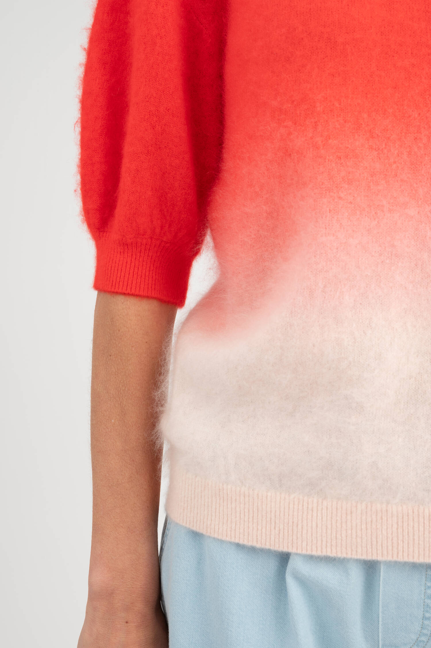Cashmere-Woll Pullover in Cherry/Off-White Cashmere-Woll Pullover in Cherry/Off-White