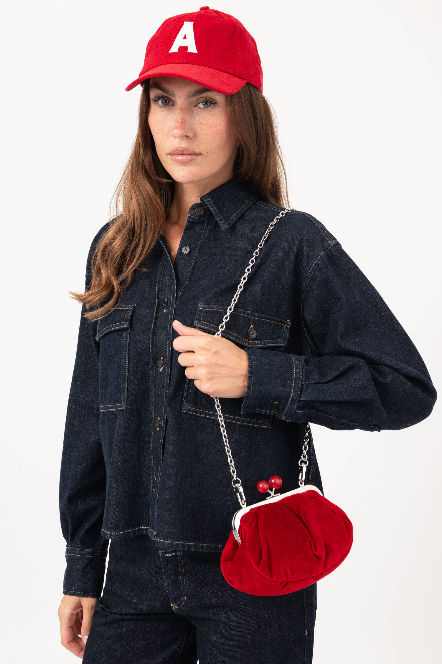 Samt-Clutchtasche GIOCHI in Rot