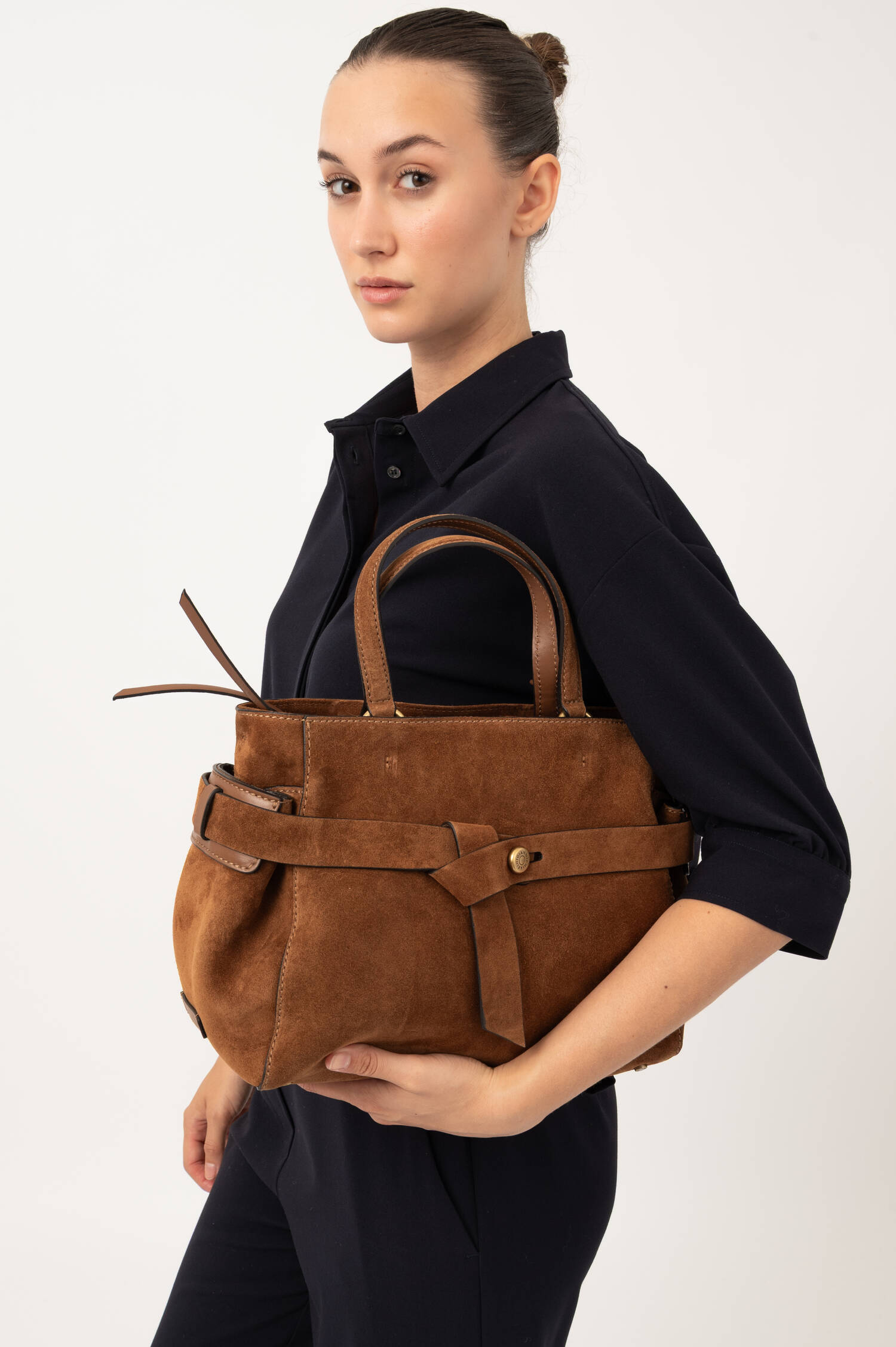 Veloursledertasche MIRANDA in Braun