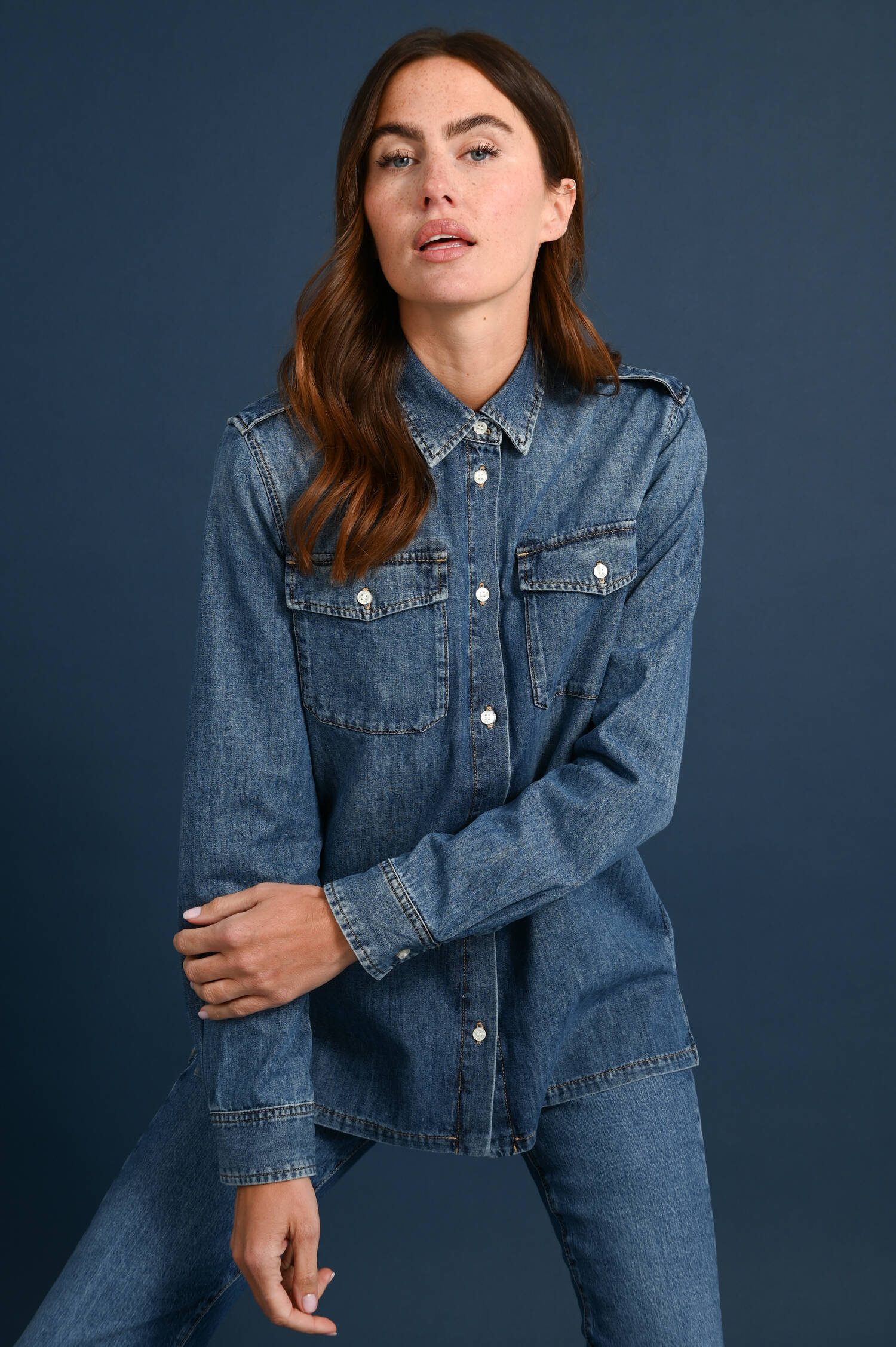 Denim Bluse KIEL in Blau