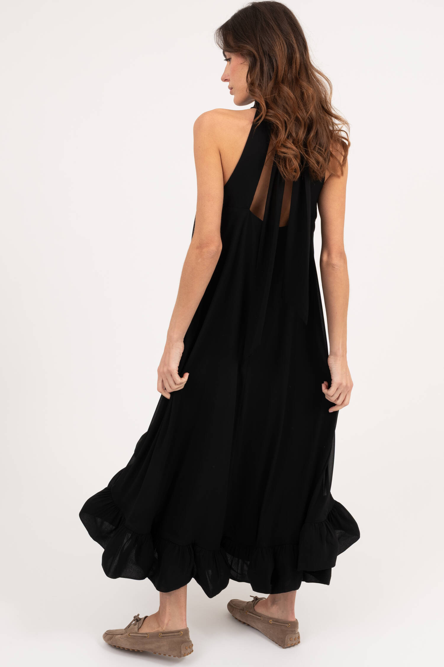 Volant Vokuhila Kleid SABRINA in Schwarz