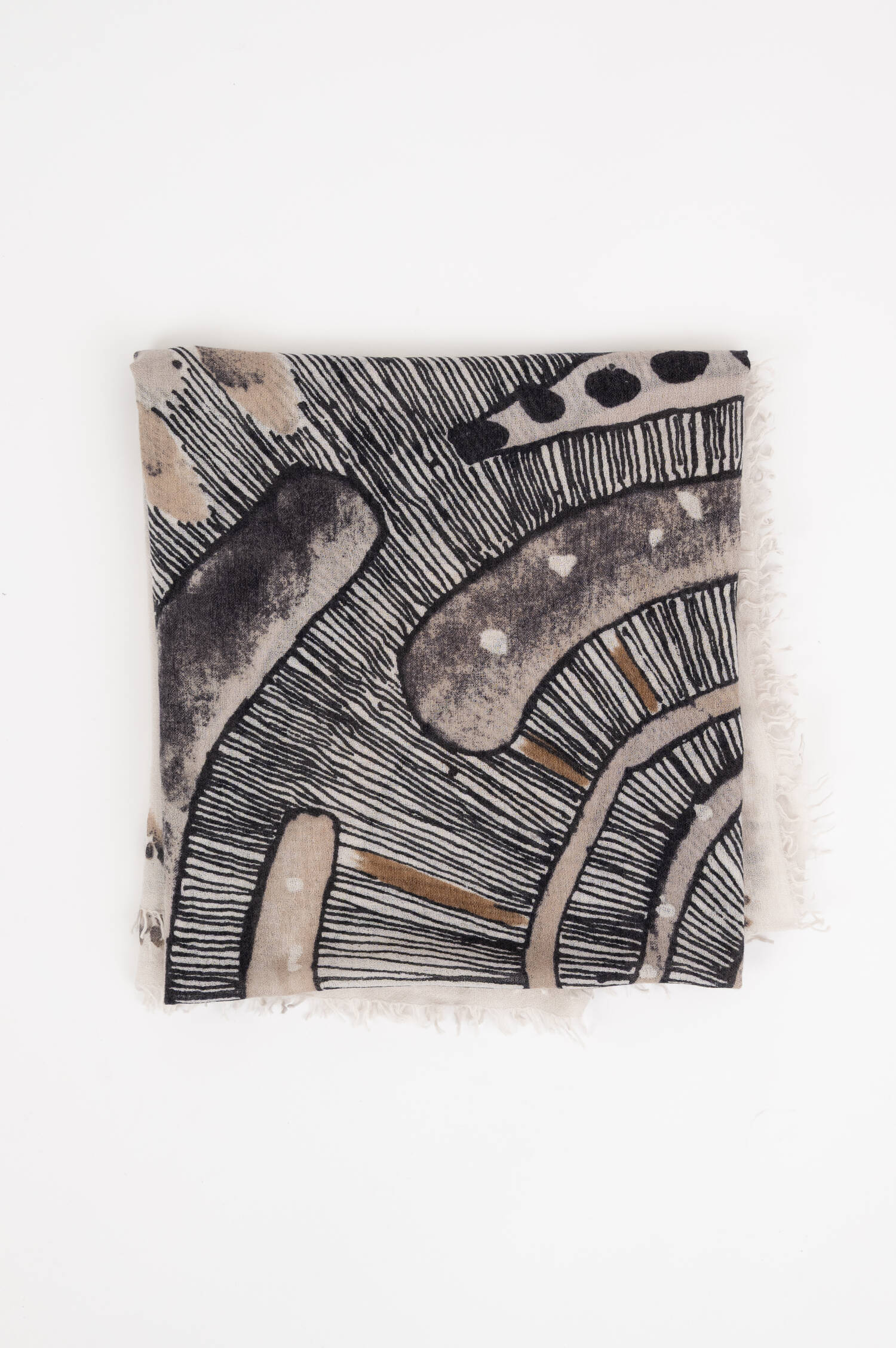 Cashmere-Mix-Tuch mit Fantasy-Print in Beige Cashmere-Mix-Tuch mit Fantasy-Print in Beige