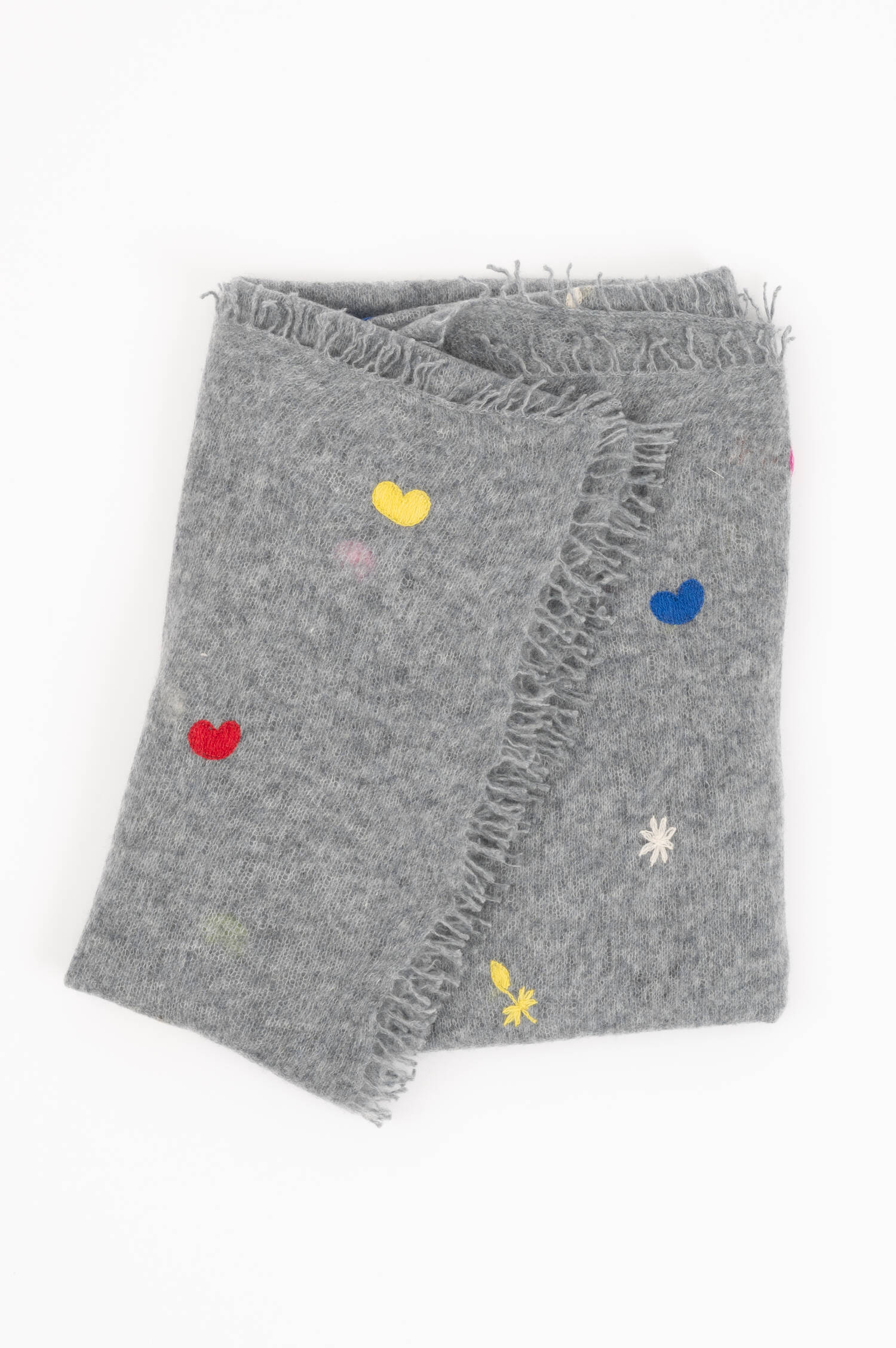 Cashmere Schal mit Herz-Stick in Grau Cashmere Schal mit Herz-Stick in Grau