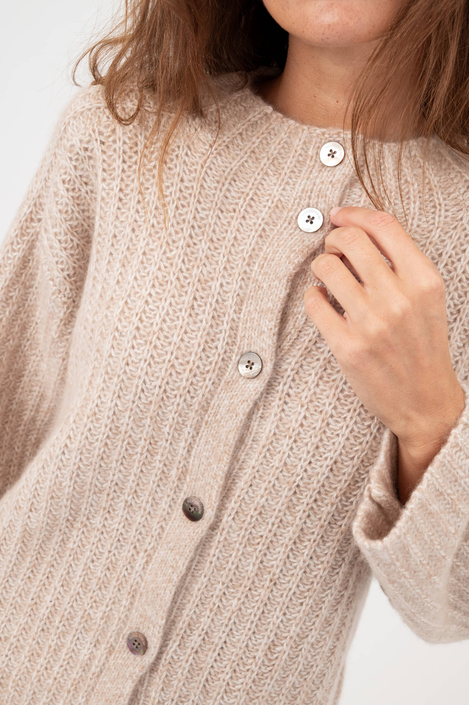 Cardigan mit Fransen in Rosa meliert Cardigan mit Fransen in Rosa meliert