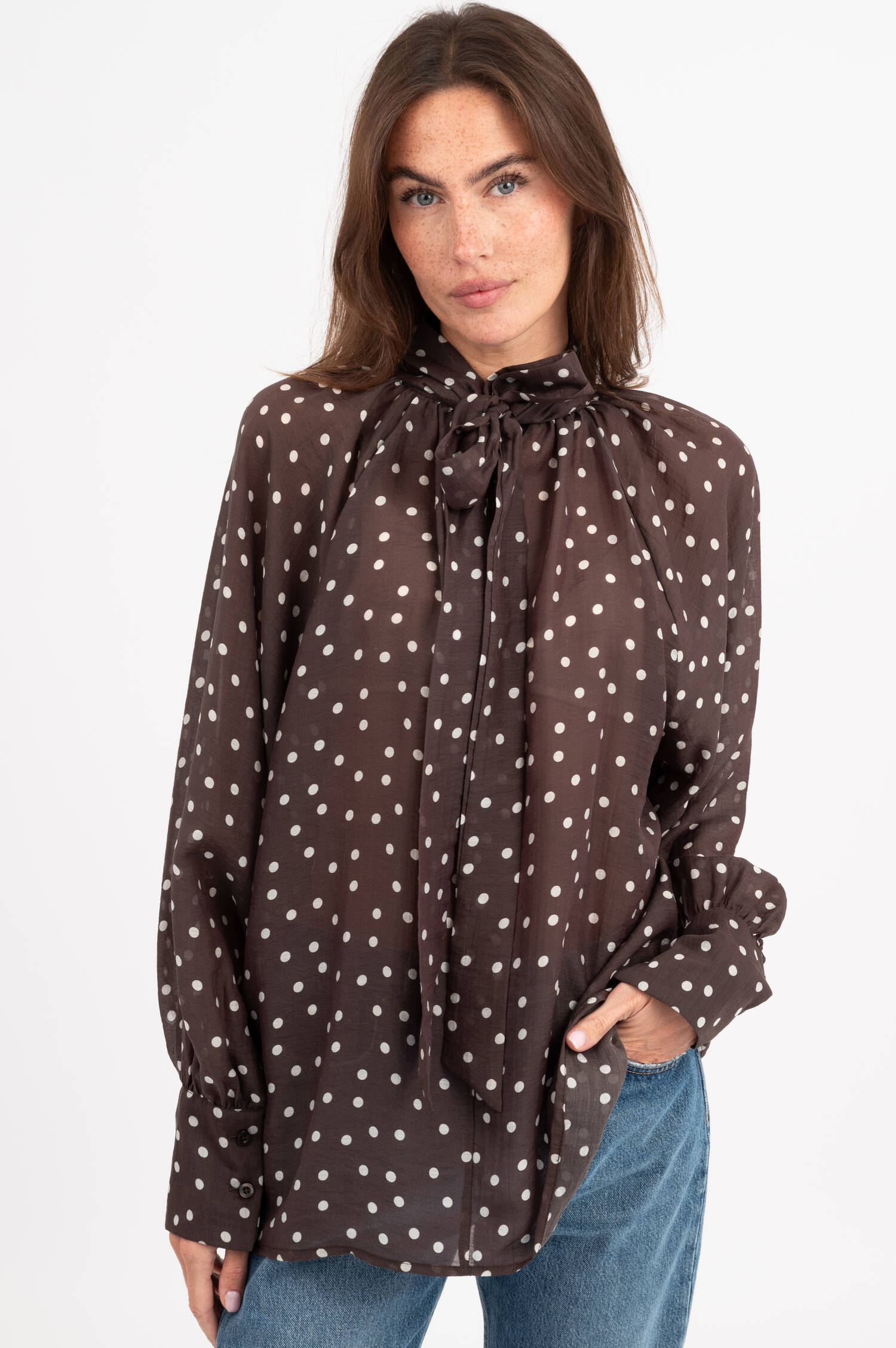 Polkadot Bluse in Braun Polkadot Bluse in Braun