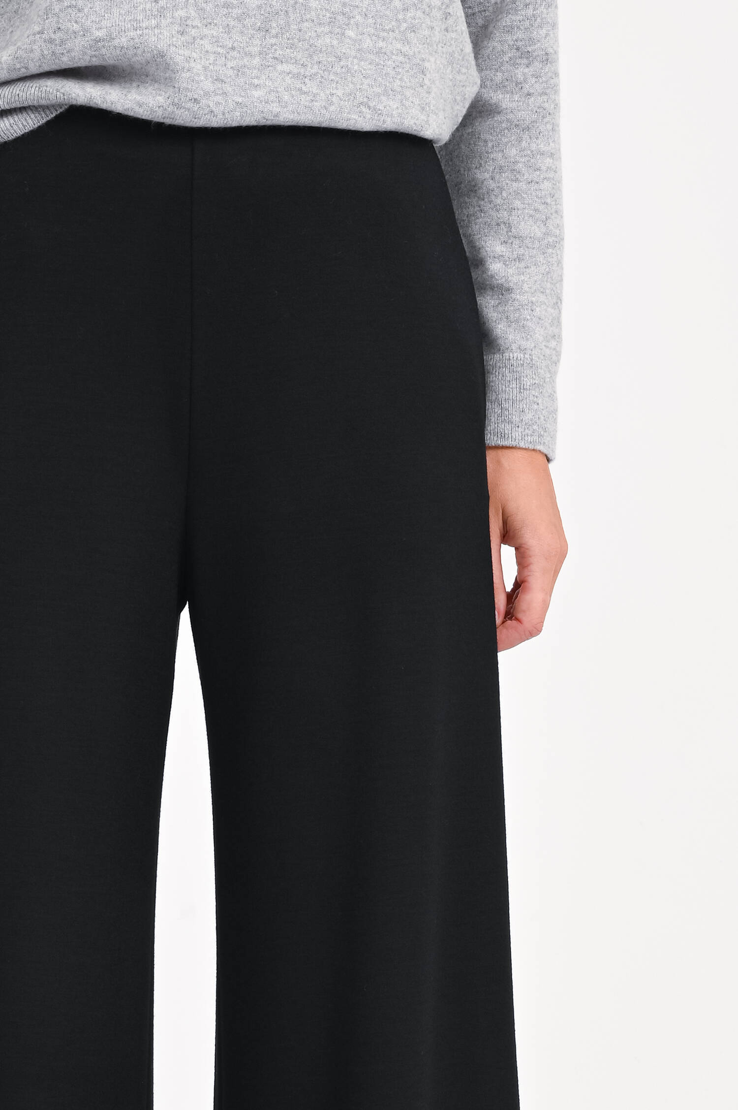 Cropped-Wollhose in Schwarz