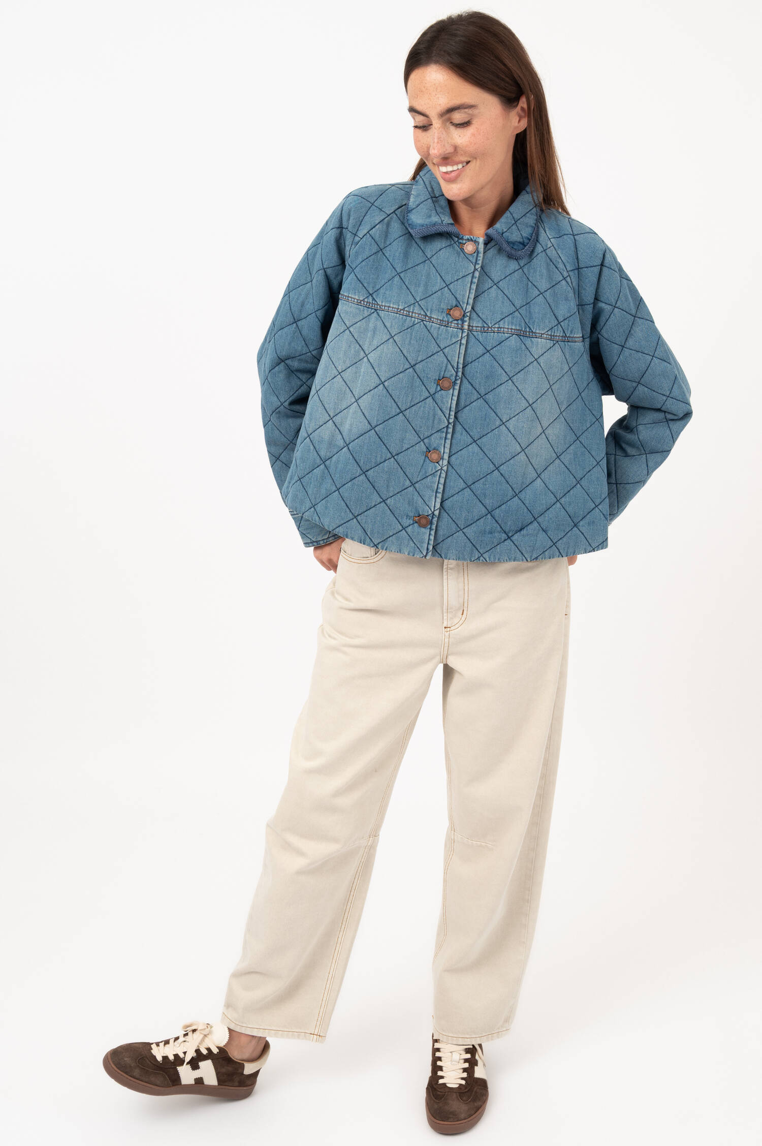 Cropped-Denim-Steppjacke in Blau Cropped-Denim-Steppjacke in Blau