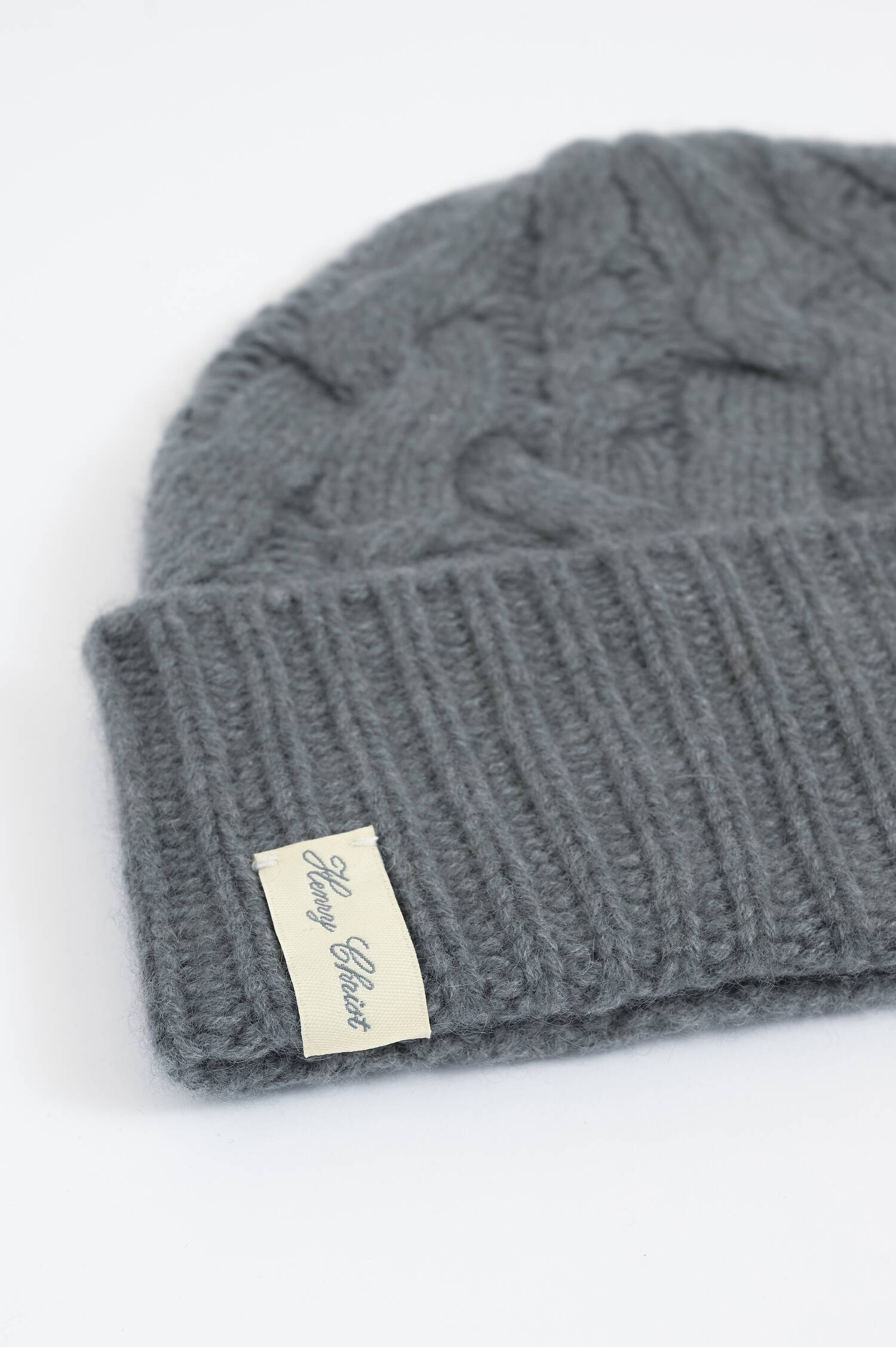 Cashmere Zopfstrickmütze in Boston Grey