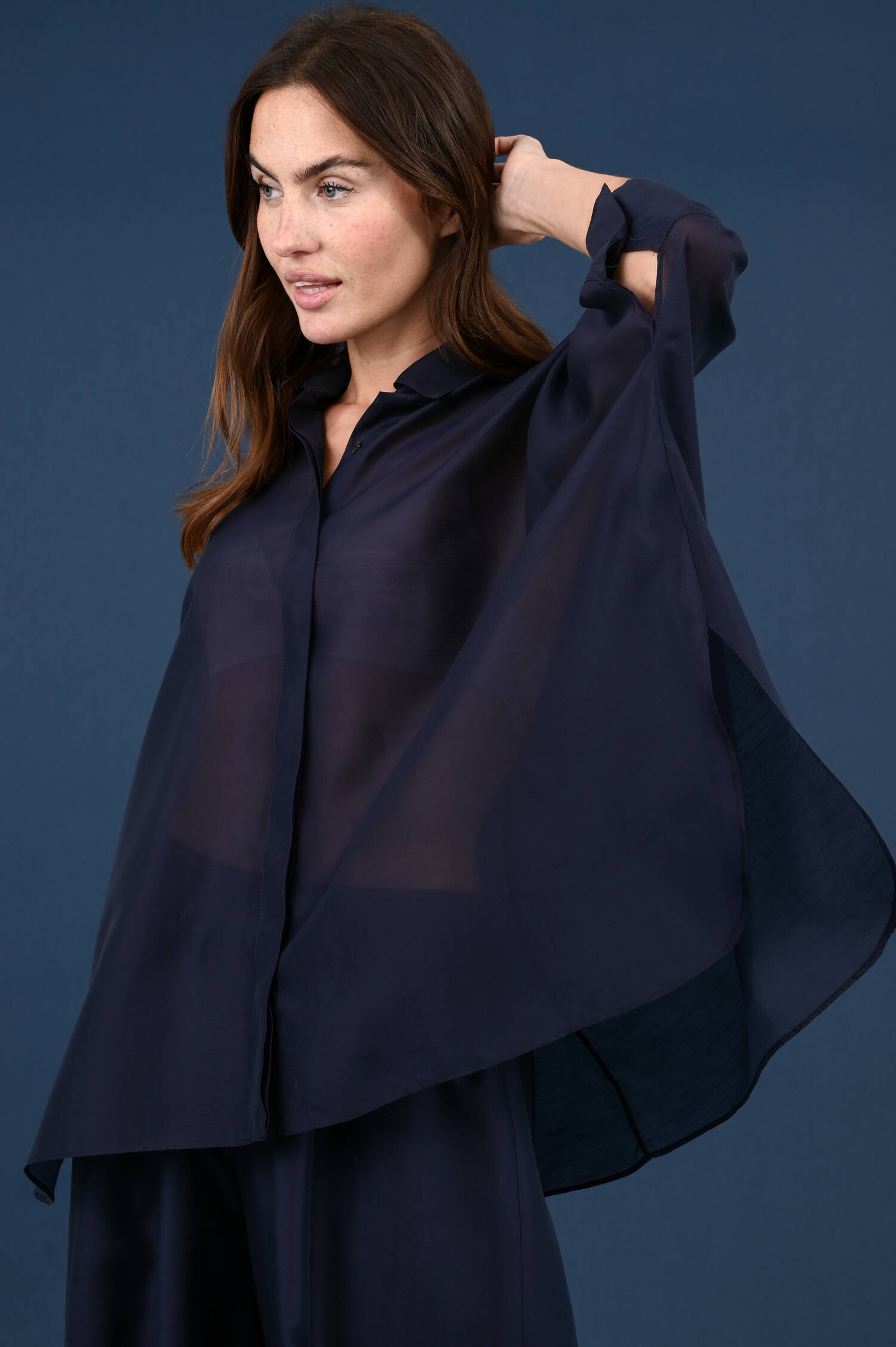 Weite Bluse in Navy