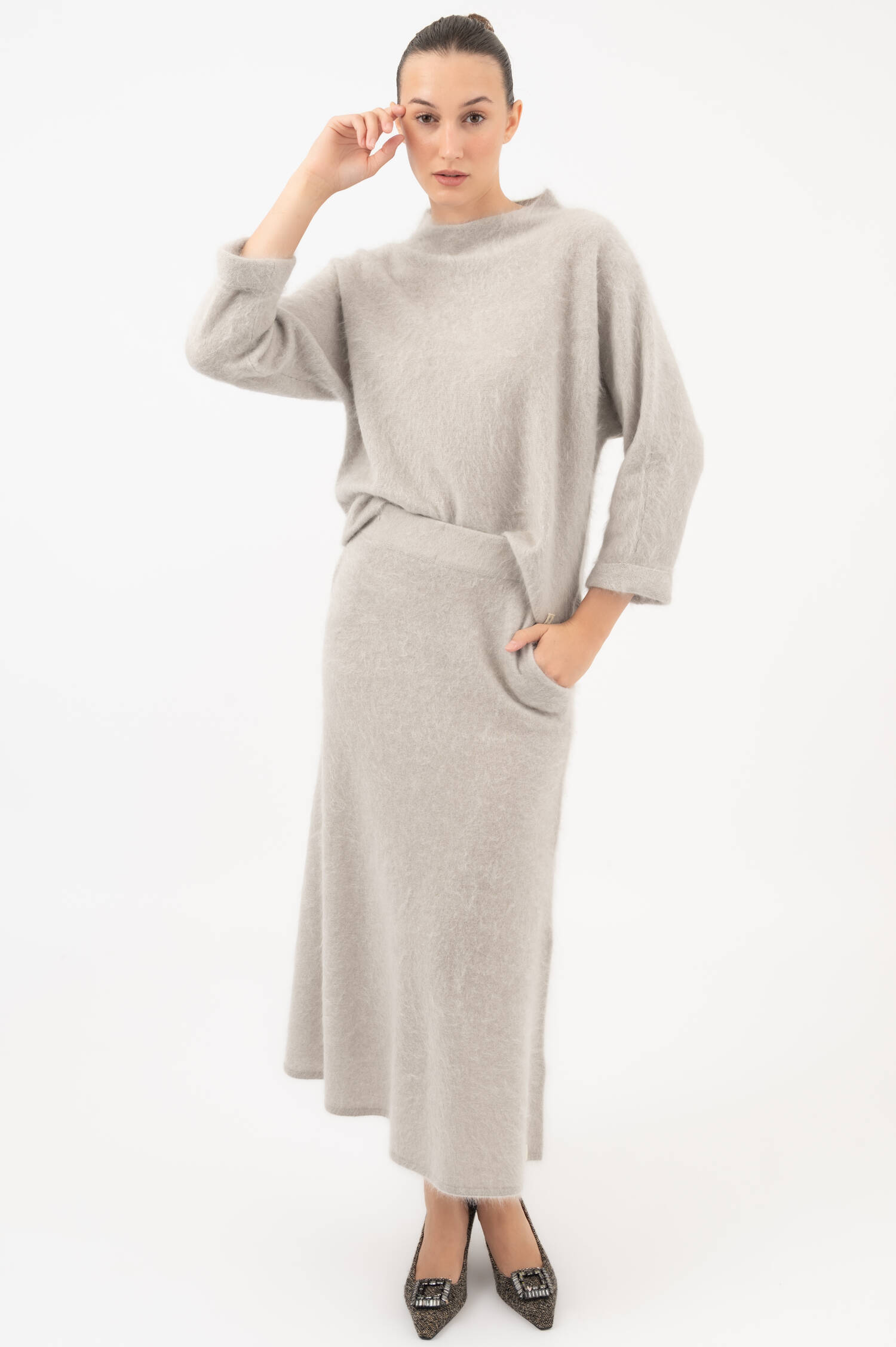 Cashmere Maxi-Rock in Grau Cashmere Maxi-Rock in Grau