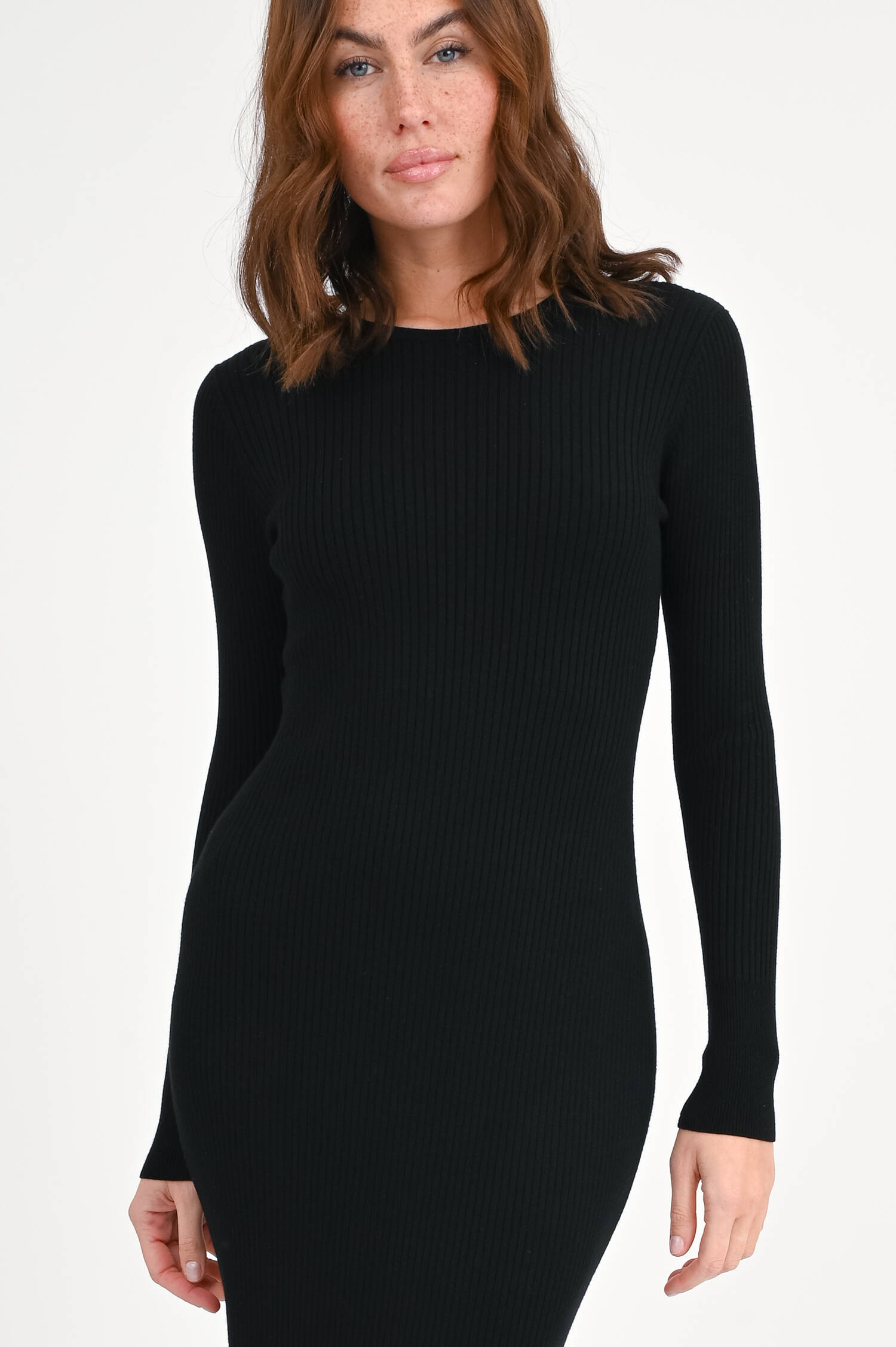 Midi-Strickkleid in Schwarz