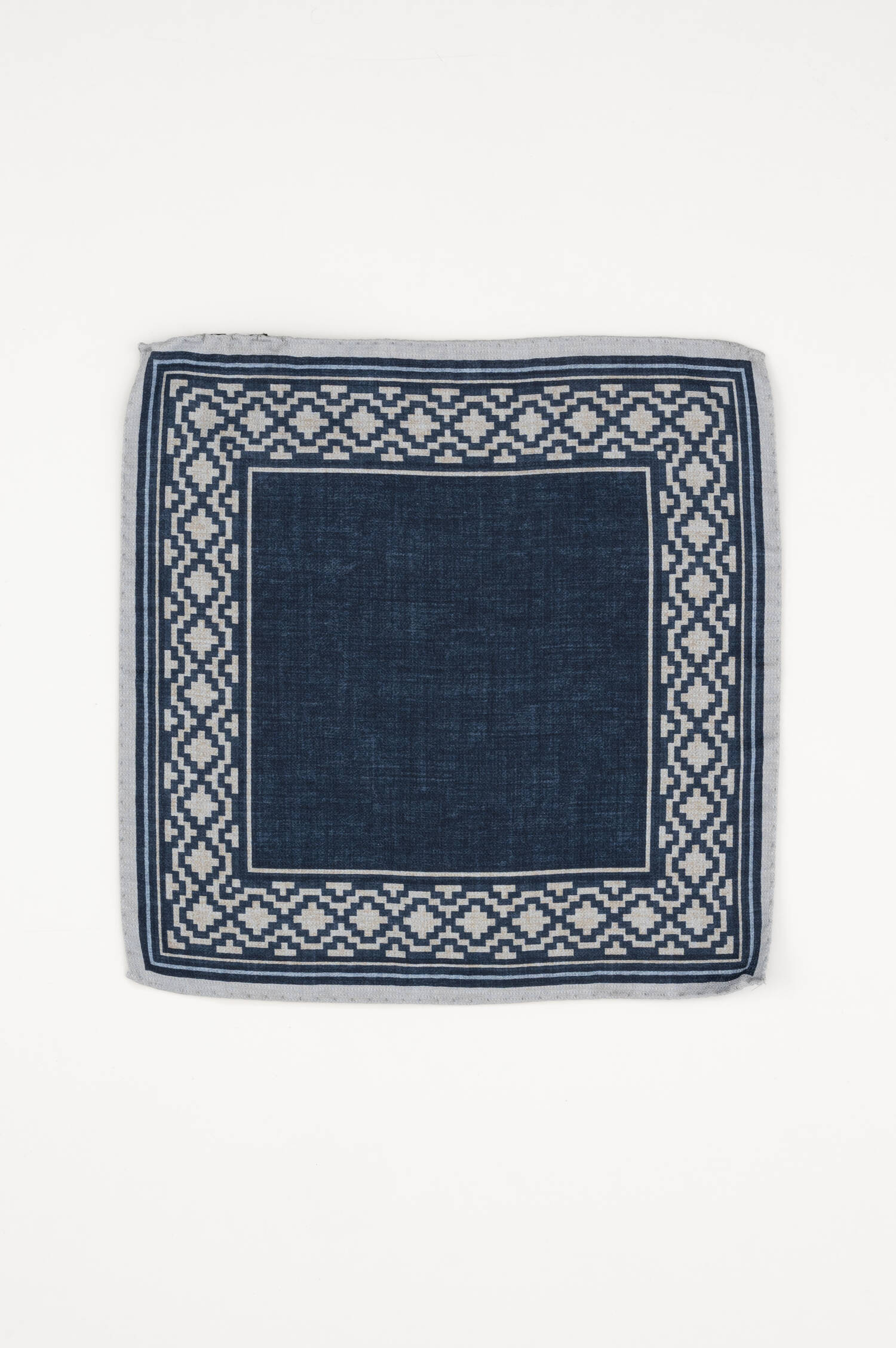 Einstecktuch aus Seide in Navy/Weiß gemustert