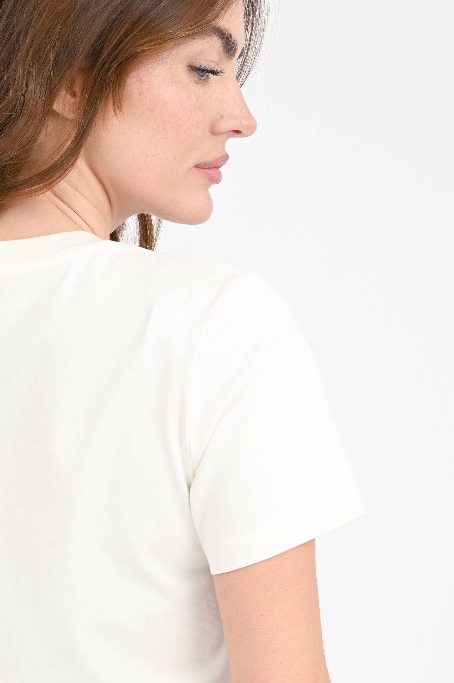 T-Shirt mit Muschel-Stickerei in Ivory