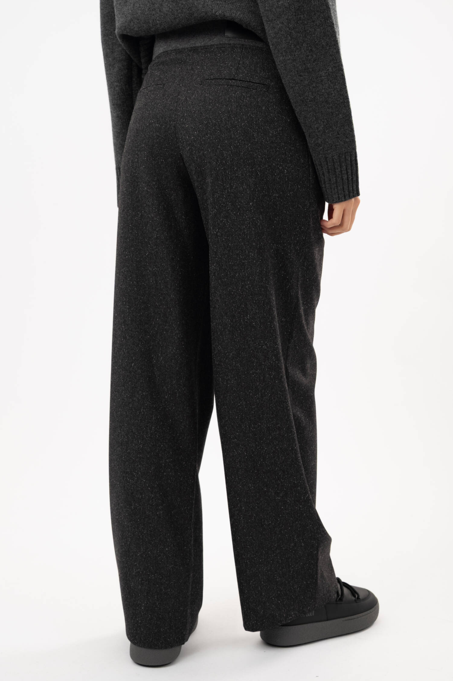 Tweed-Wide-Leg Bundfaltenhose ENOLA in Grau