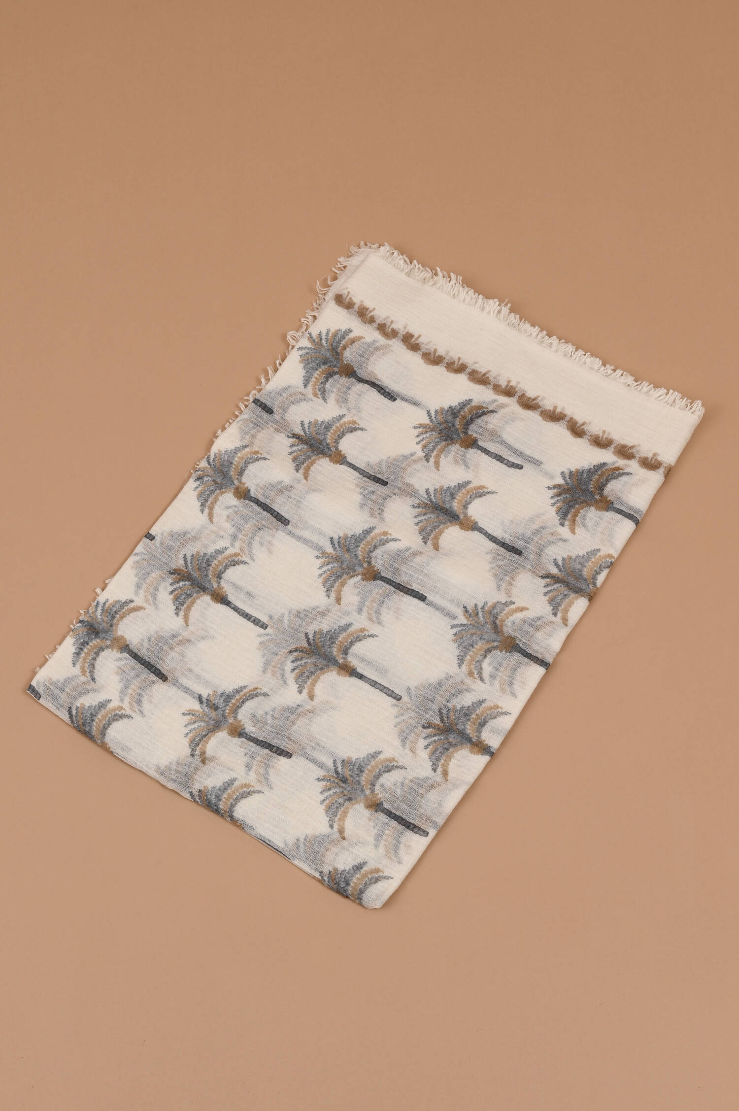 Wollschal OPALME in Beige/Braun gemustert