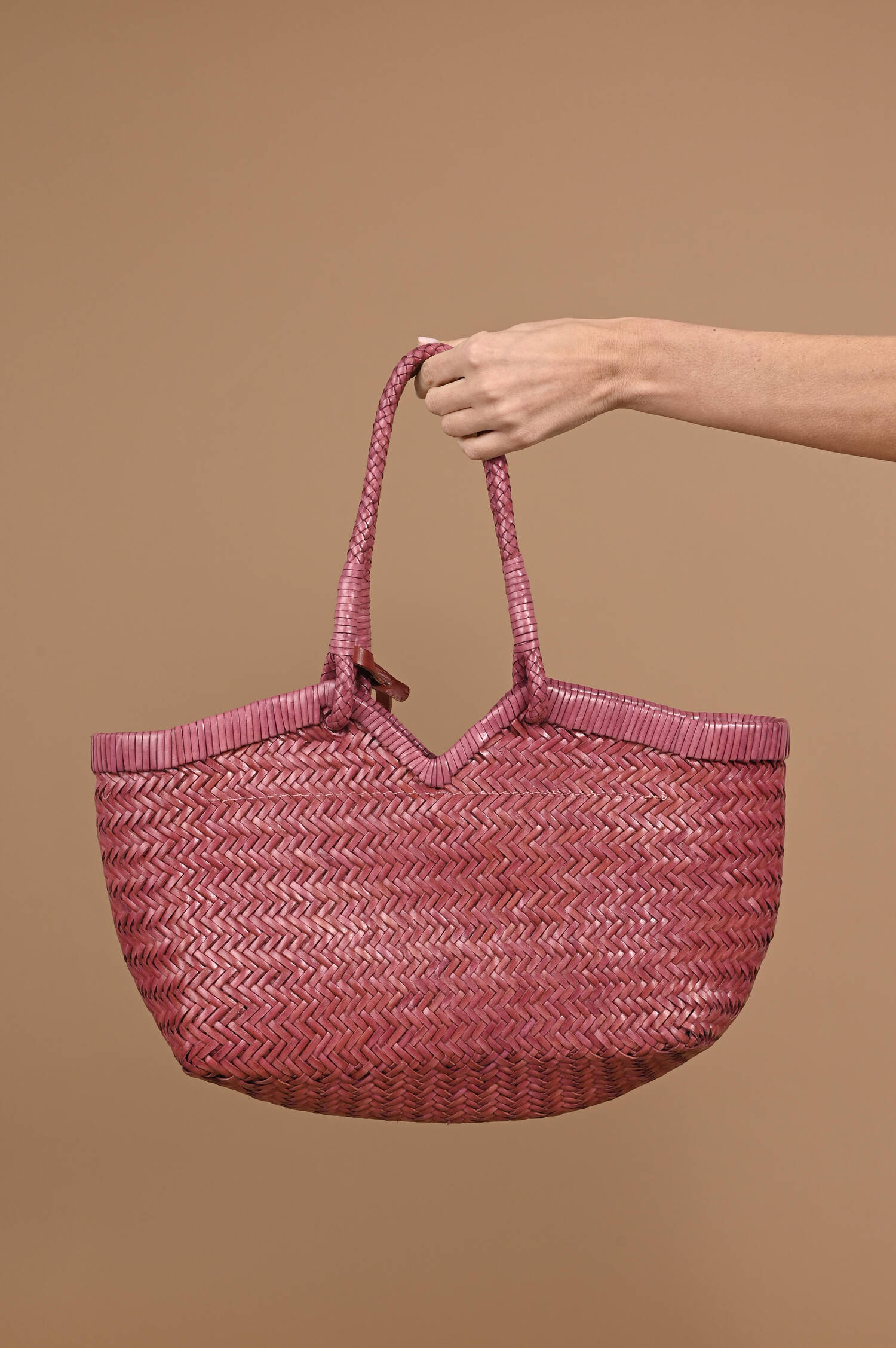 Leder Flecht Tote Bag CRUDELIA in Pink