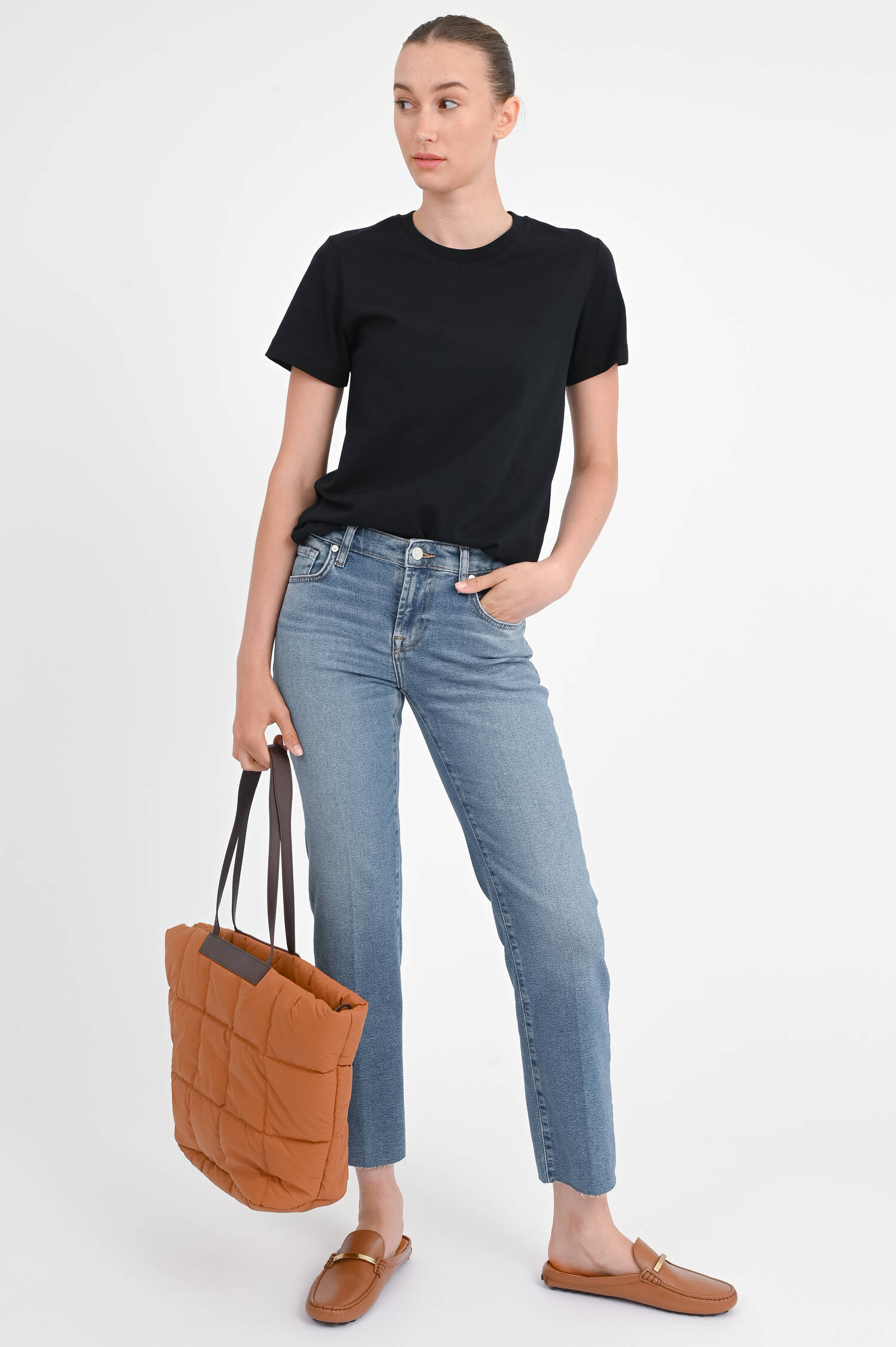 Jeans CALIE mit offenem Saum in Mittelblau