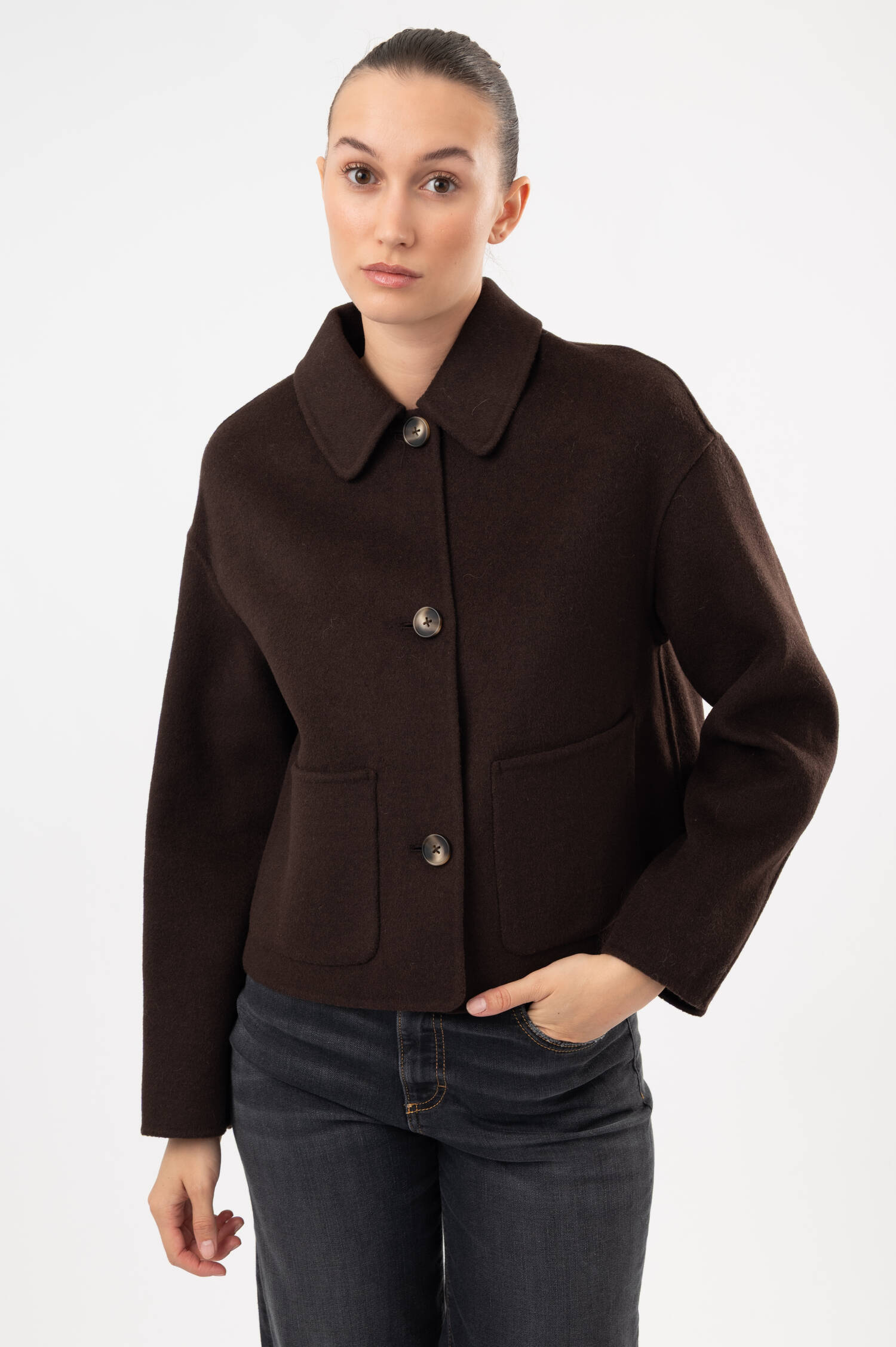 Woll-Jacke in Braun