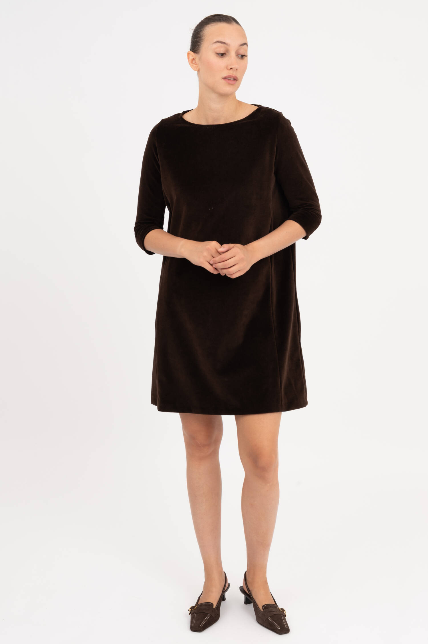 Samtkleid in Braun