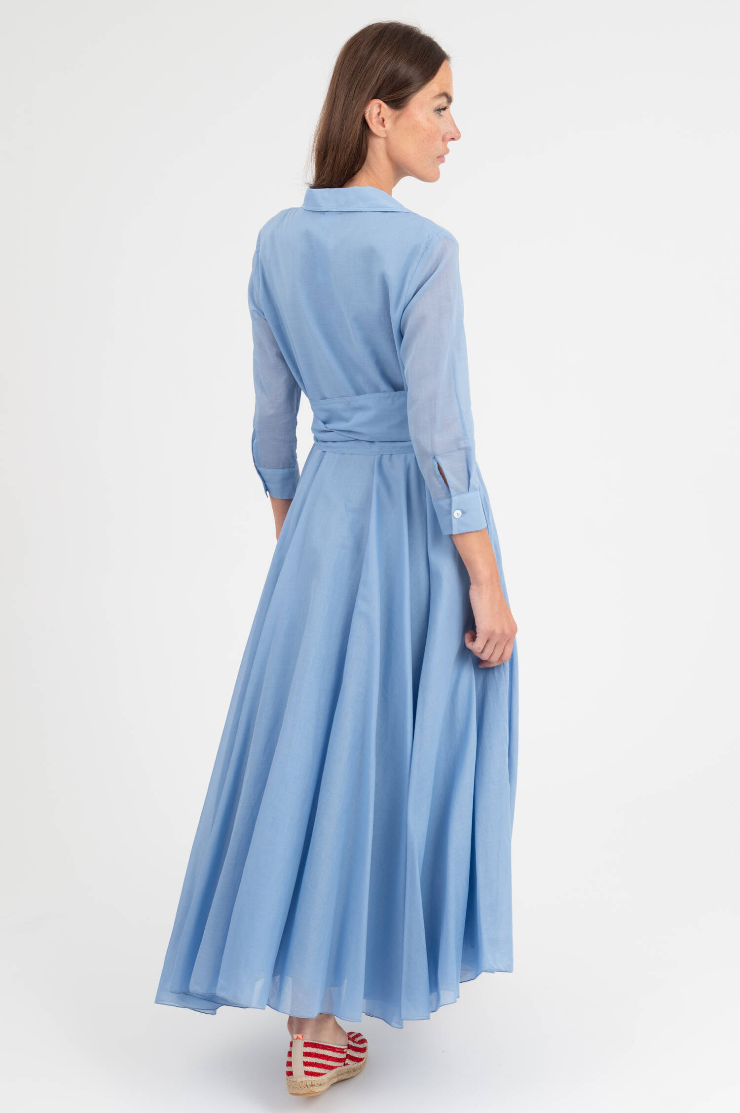Baumwolle Kleid in Hellblau Baumwolle Kleid in Hellblau