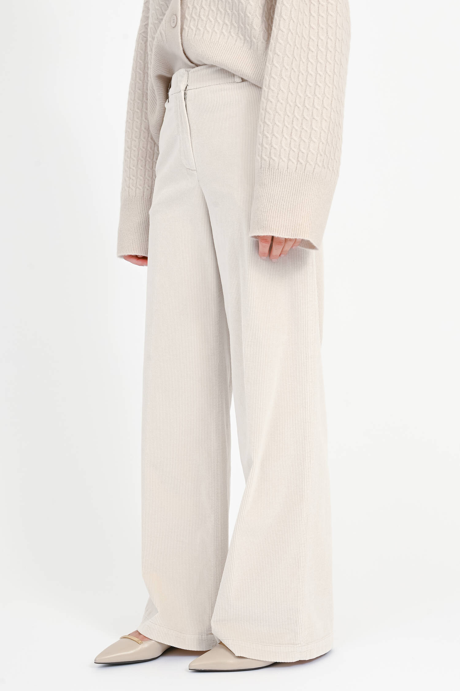 Straight-Leg-Pants aus Cord in Opal White