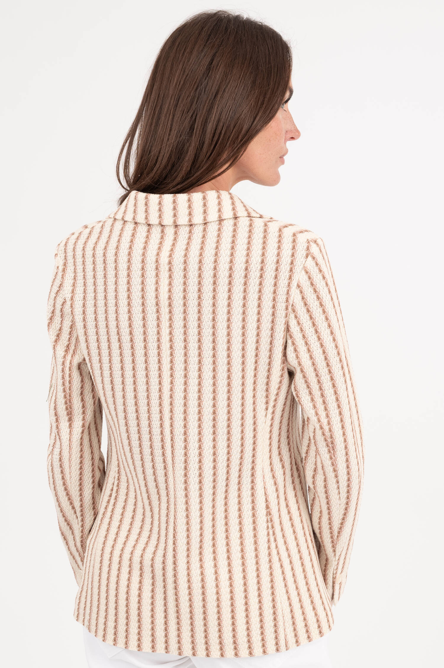 Slim Fit Blazer in Natur gestreift Slim Fit Blazer in Natur gestreift