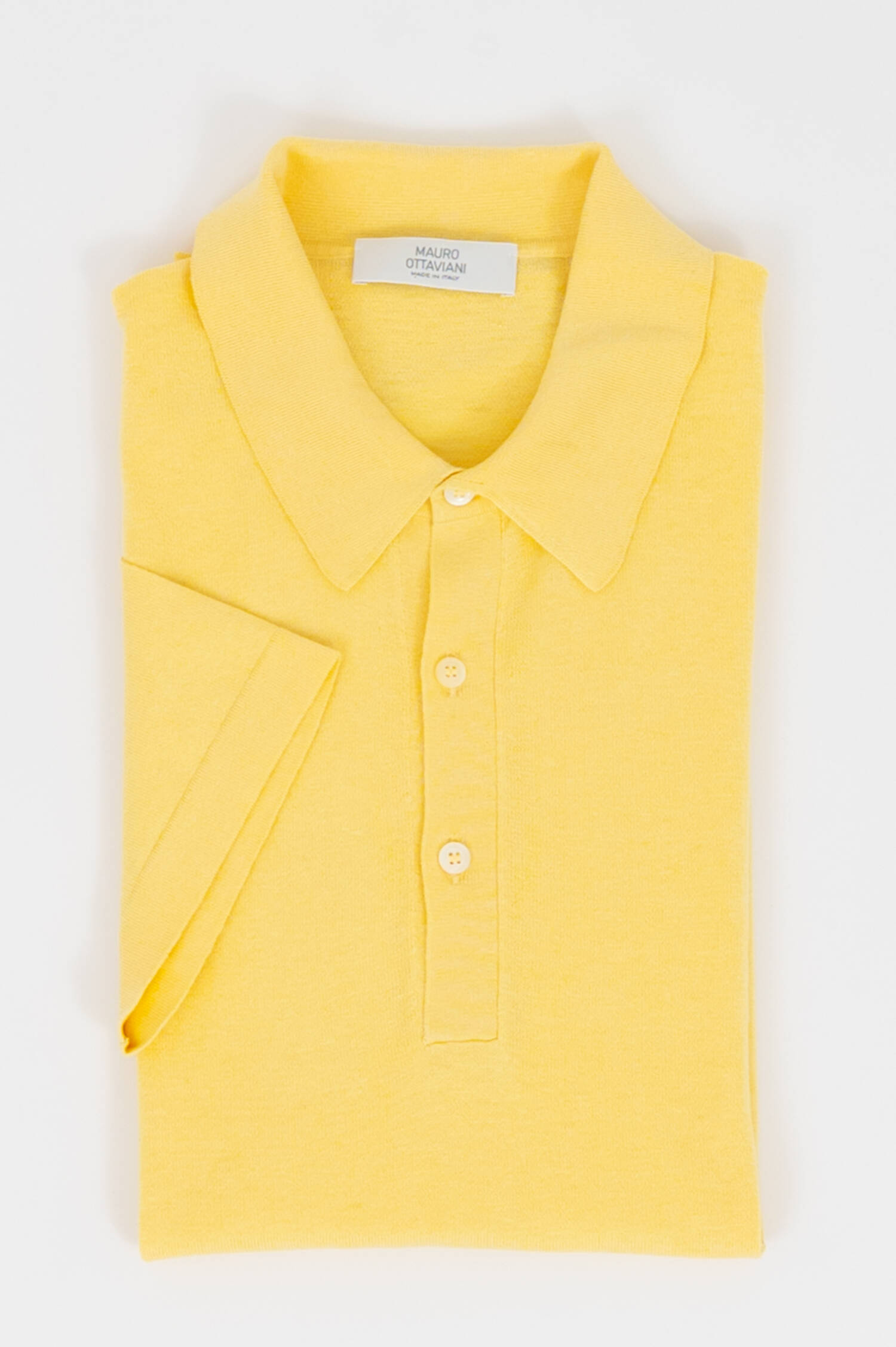 Seidenmix Feinstrick Polo-Shirt in Pastellgelb