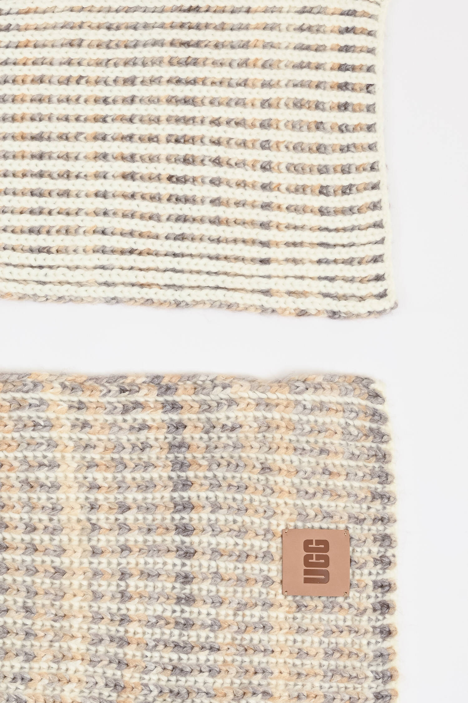 Schal in Fisherman's Rib in Beige/Grau/Weiß