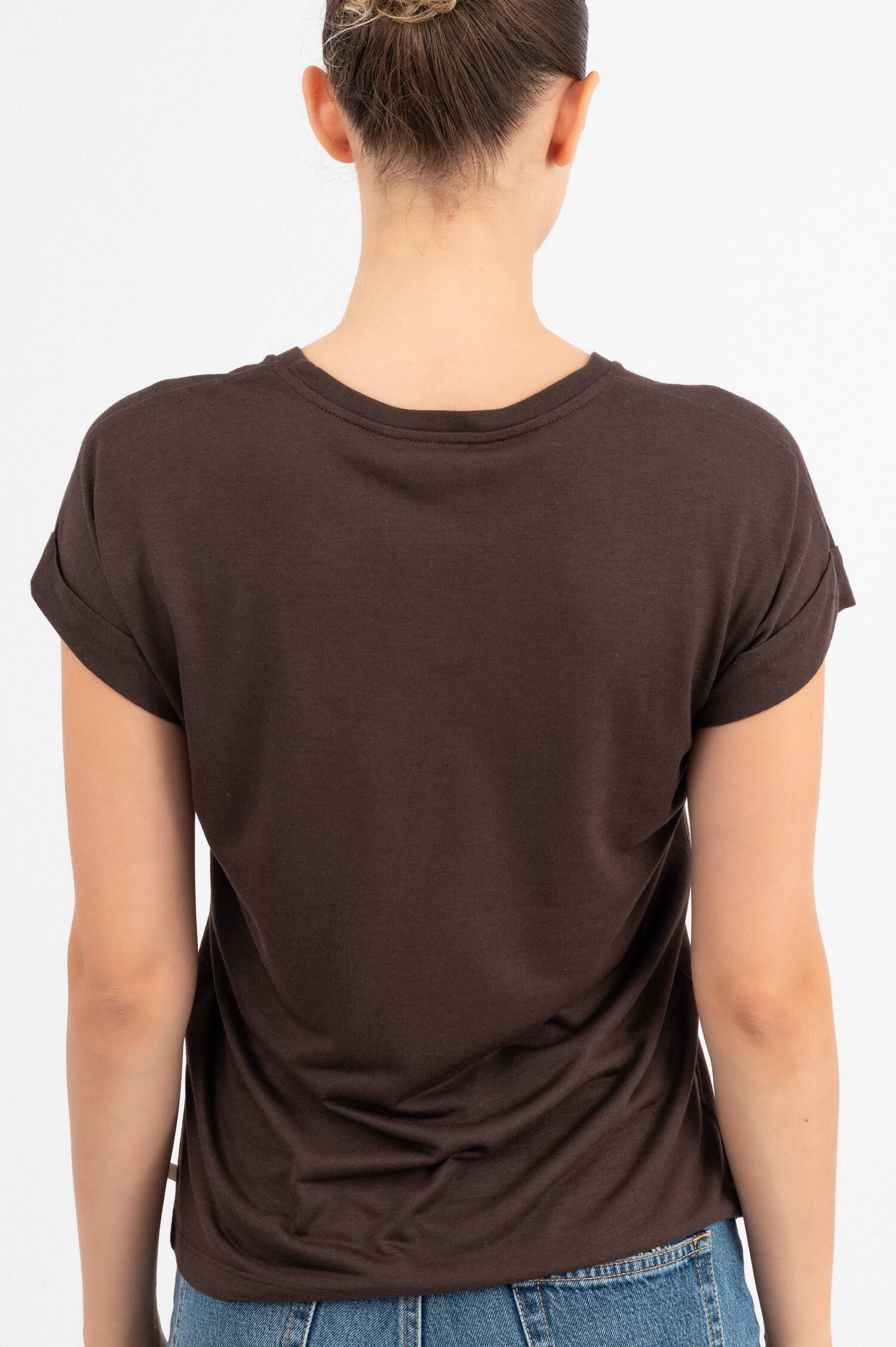 T-Shirt mit fixiertem Umschlag in Braun T-Shirt mit fixiertem Umschlag in Braun