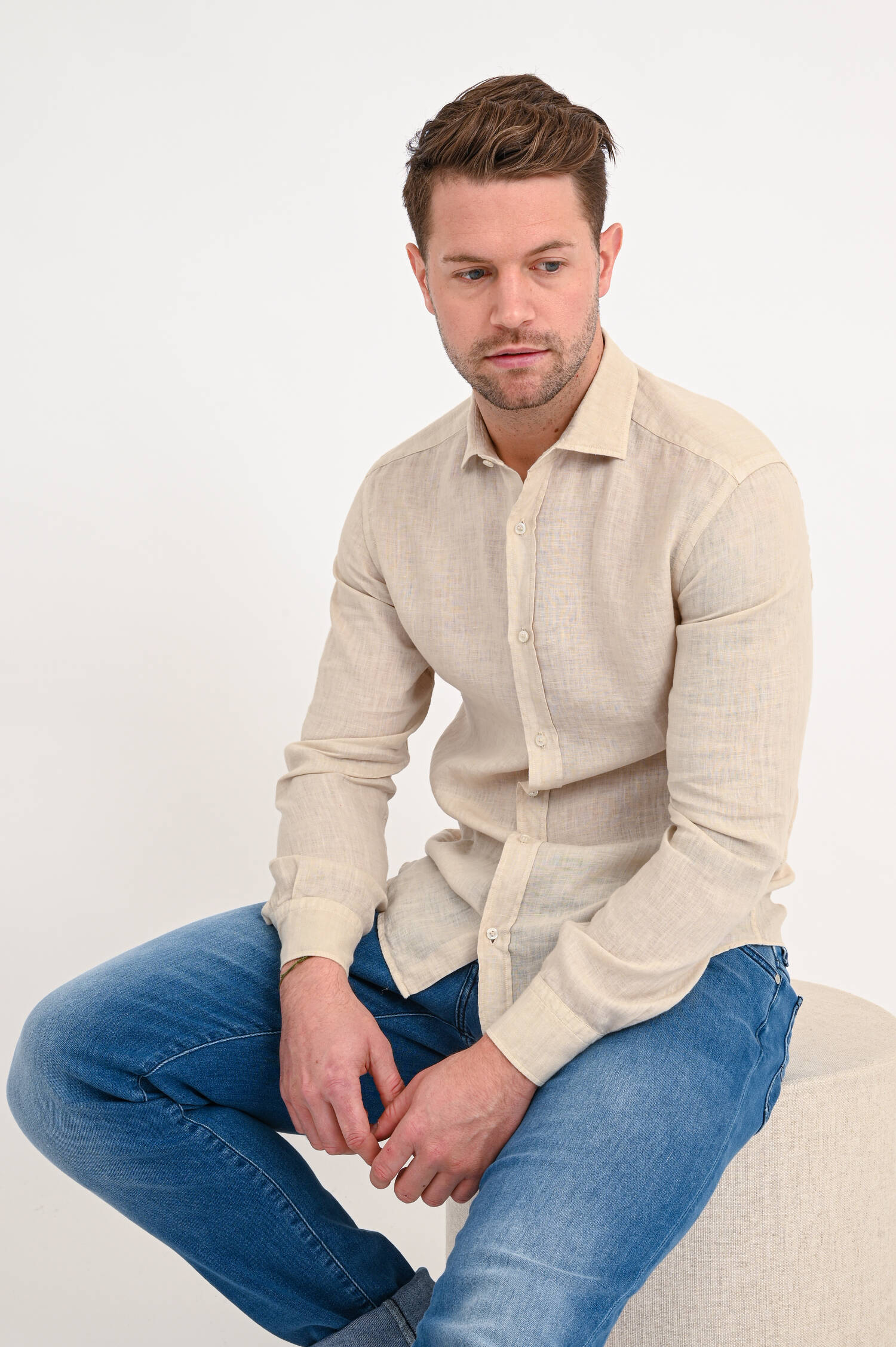 Leinenhemd in Beige