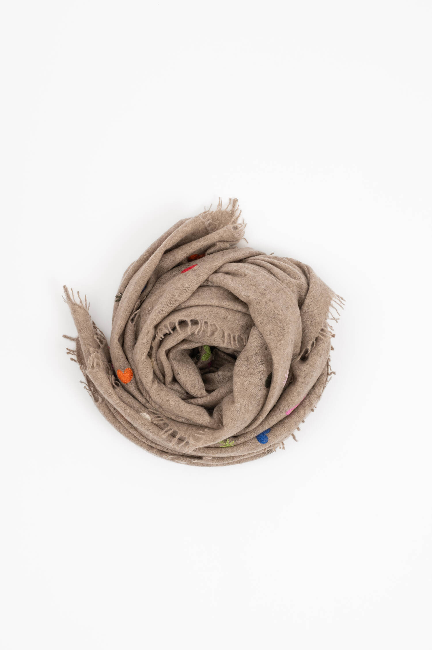 Cashmere Schal mit Herz-Stick in Beige